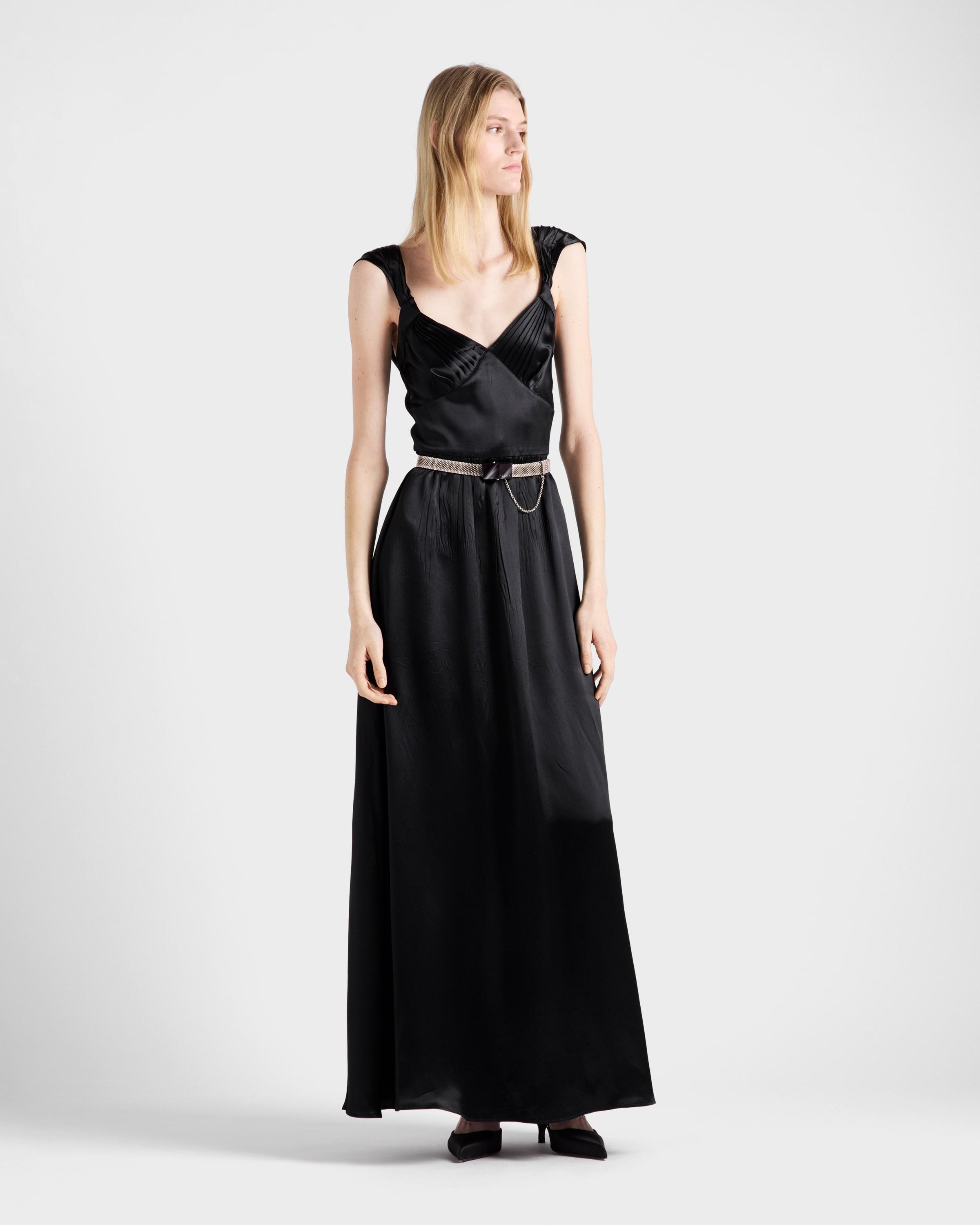 Prada Long Satin Dress in Black | Lyst
