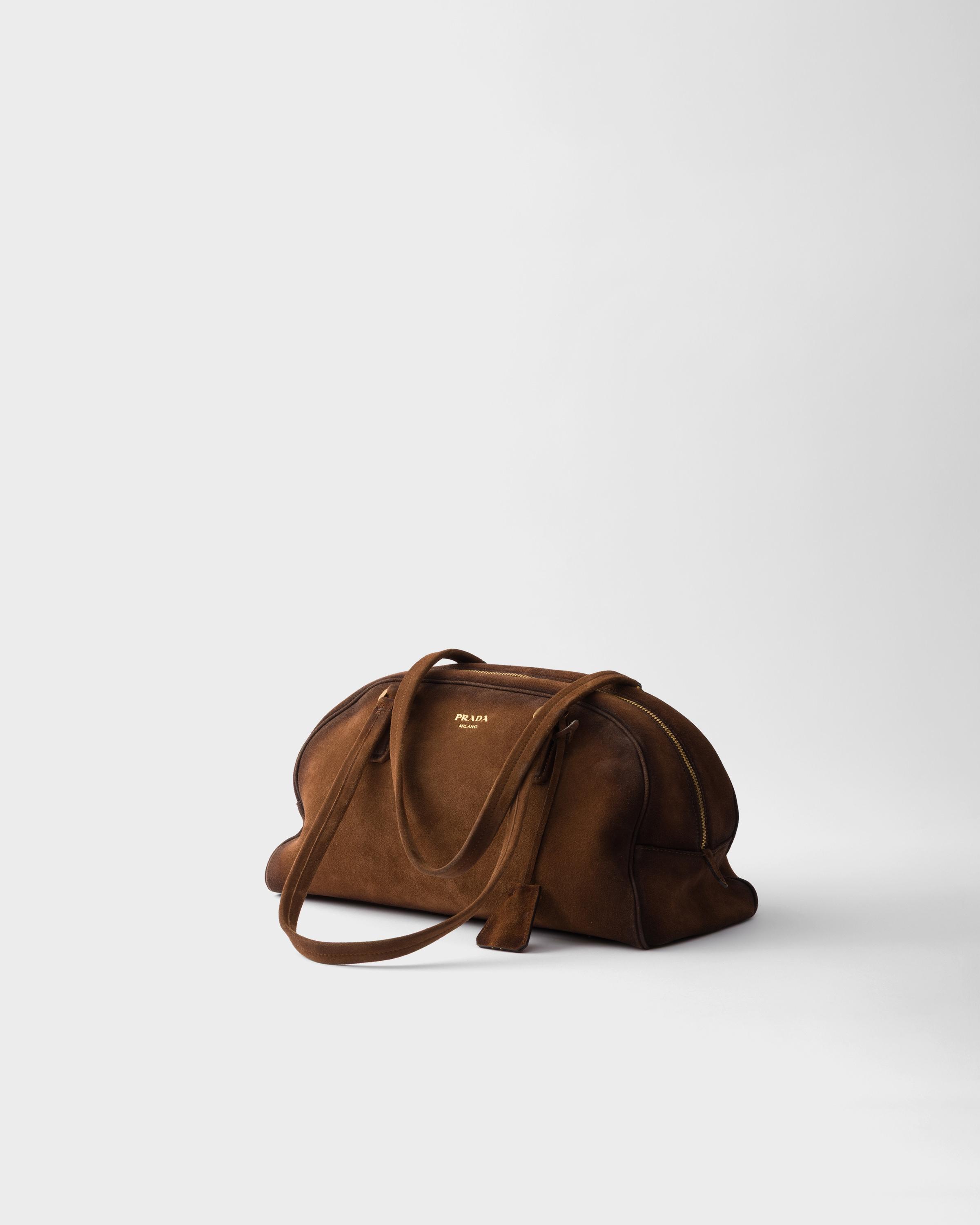 Prada Bowling Medium Suede Bag in Brown | Lyst