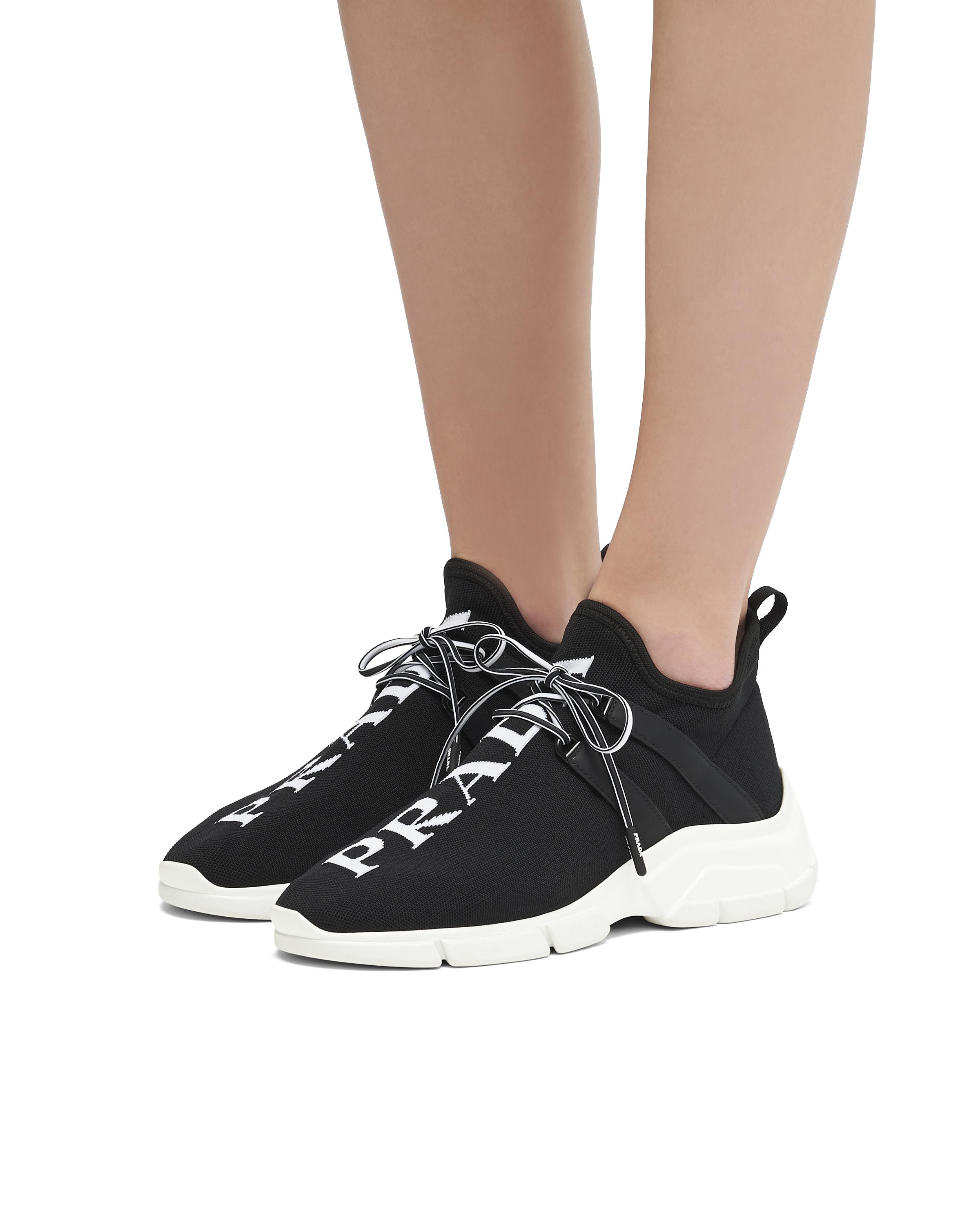 Prada Logo Knit Sneakers in Black | Lyst