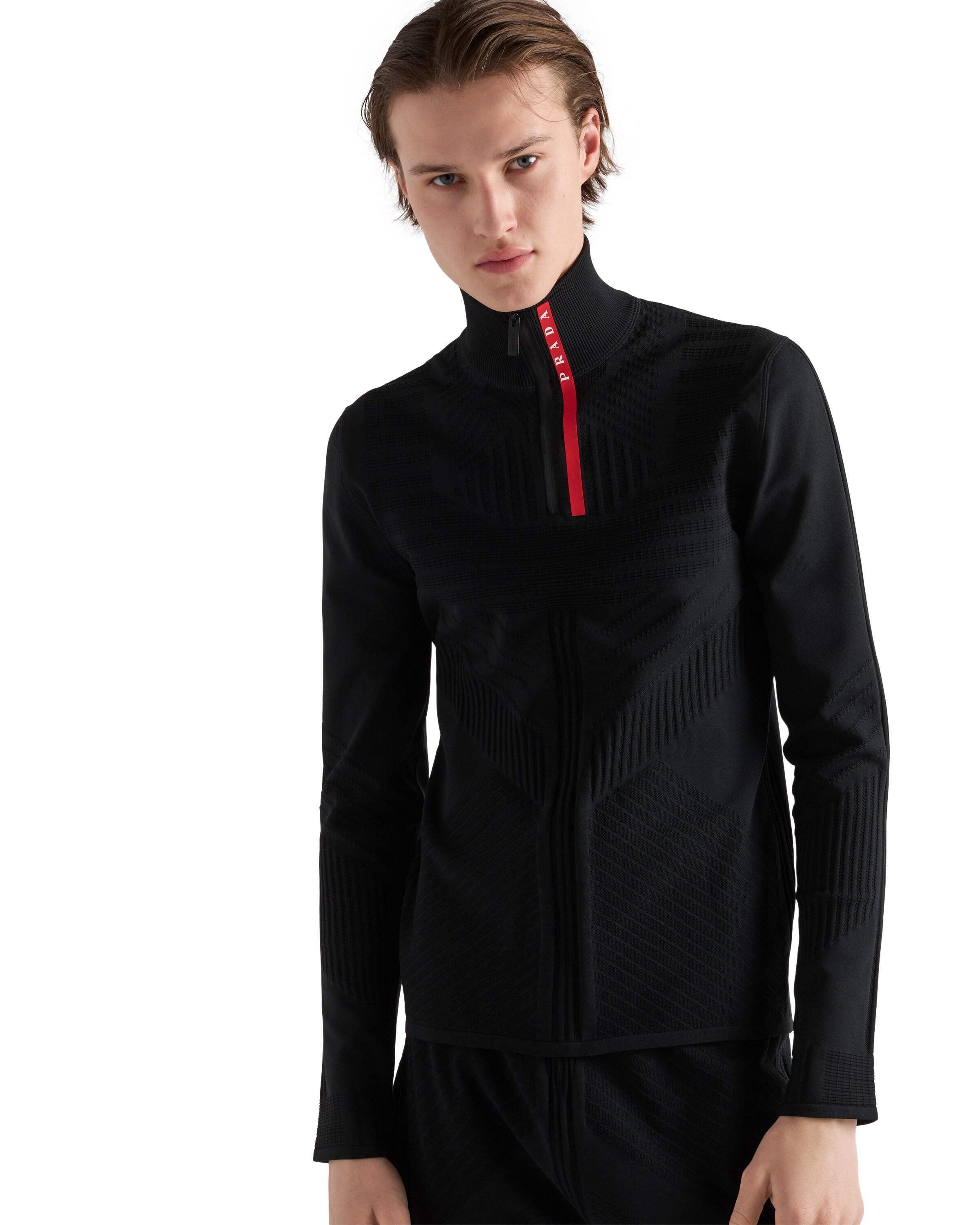 Prada Technical Knit Turtleneck in Black for Men | Lyst