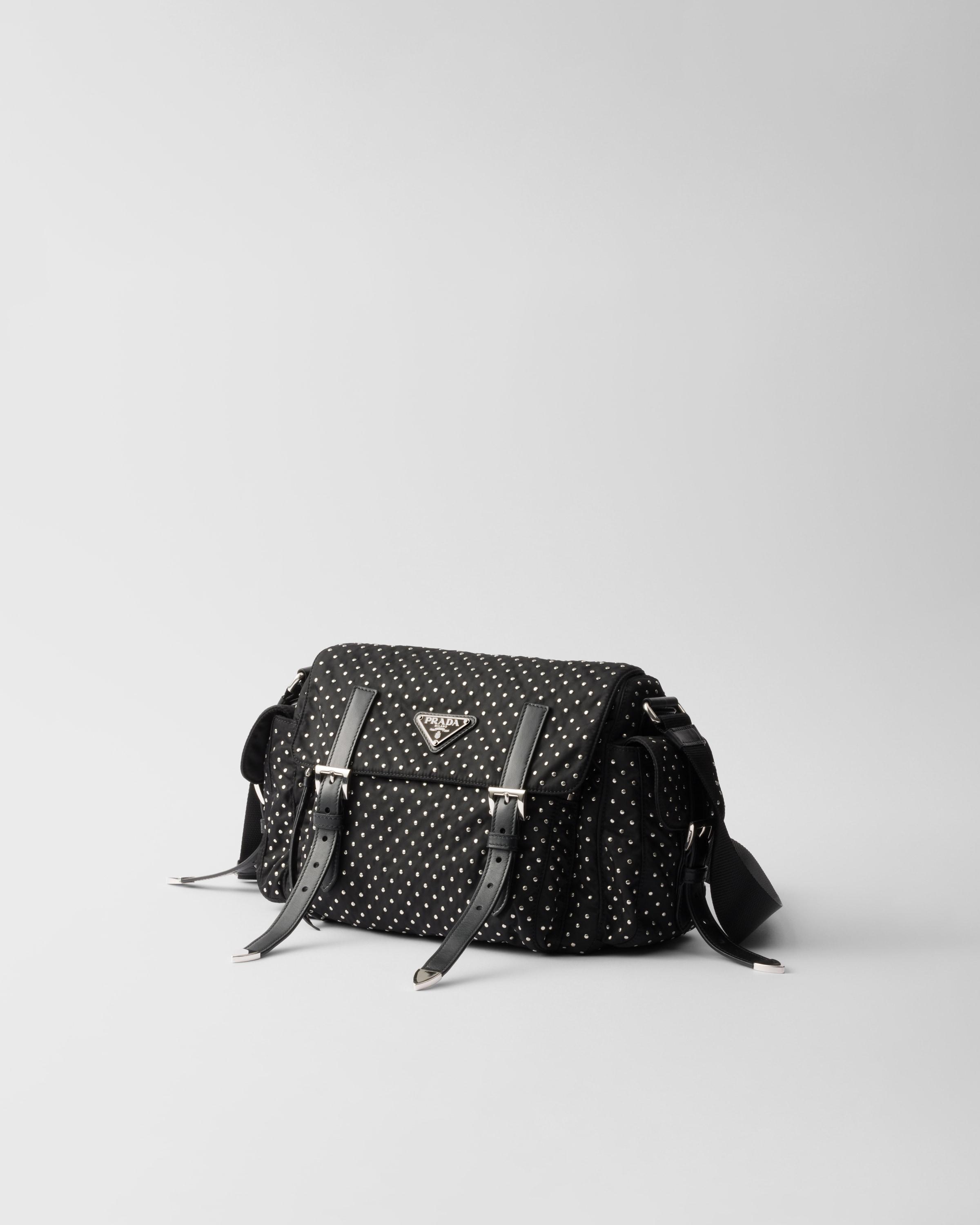 Prada Re Nylon Shoulder Bag With Studs in Black Lyst UK