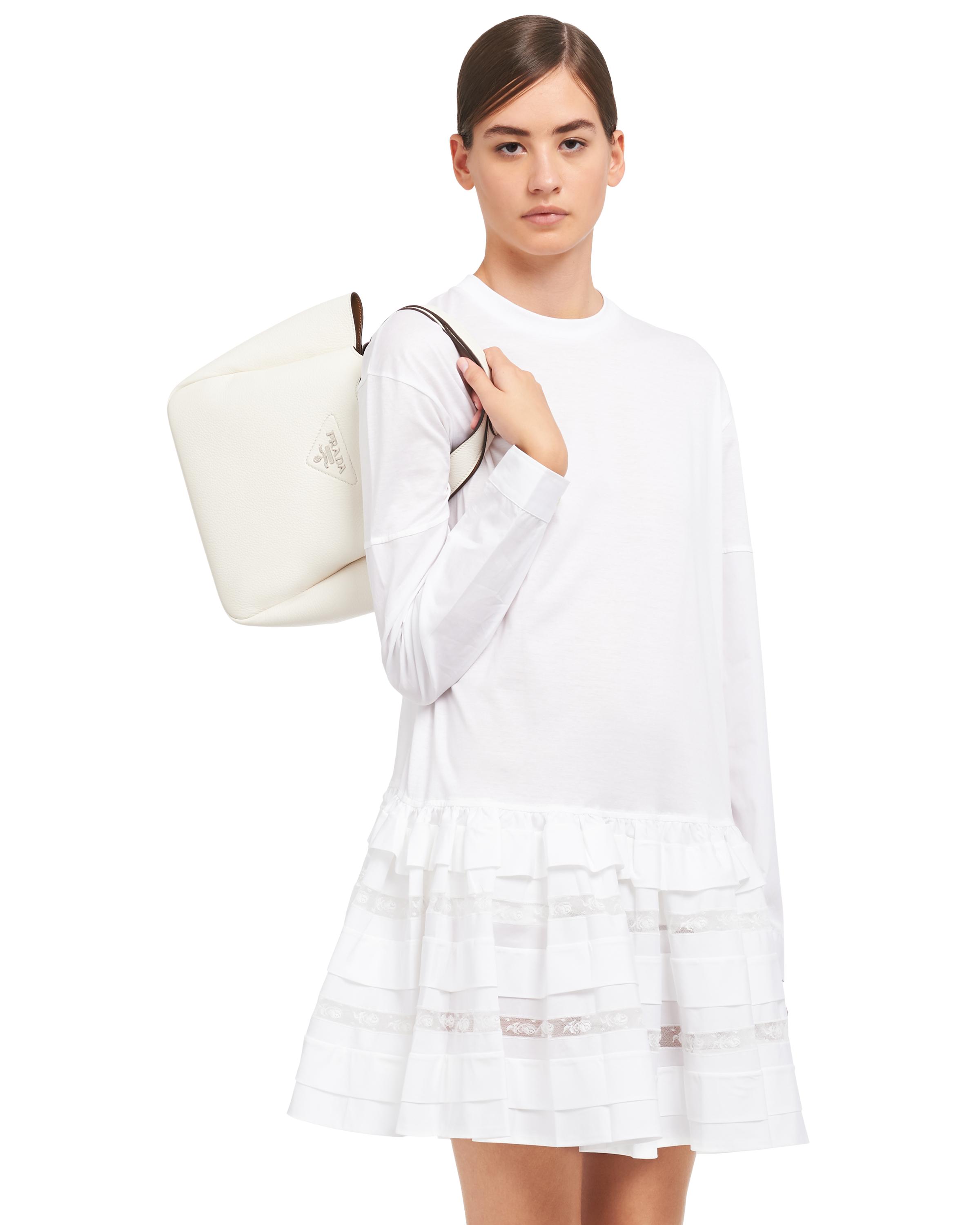 prada leather handbag white and caramel