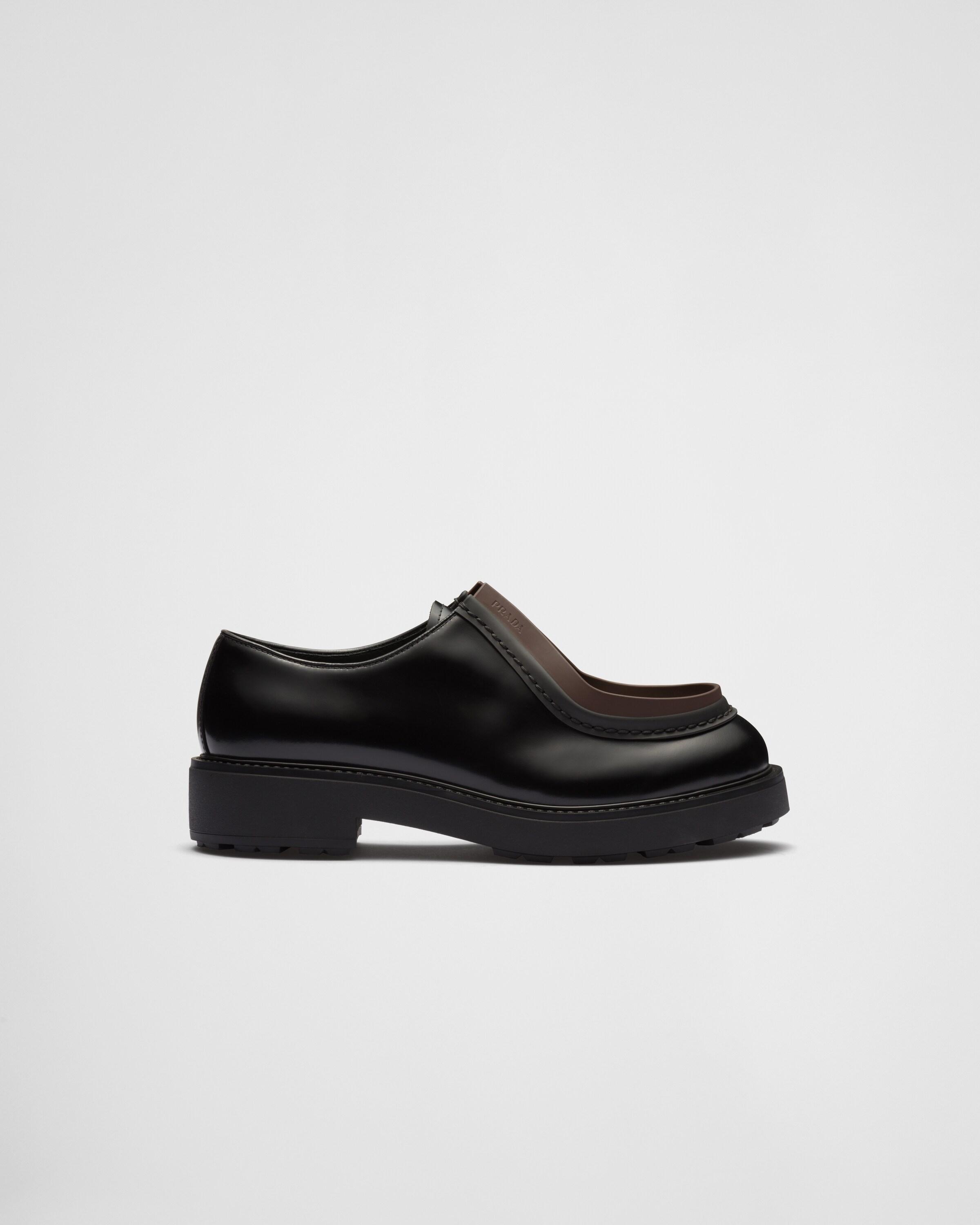 スニーカー PRADA | RUNWAY Opaque brushed leather lace-up shoes Prada Opaque Brushed-leather Lace-up Shoes in Black for Men