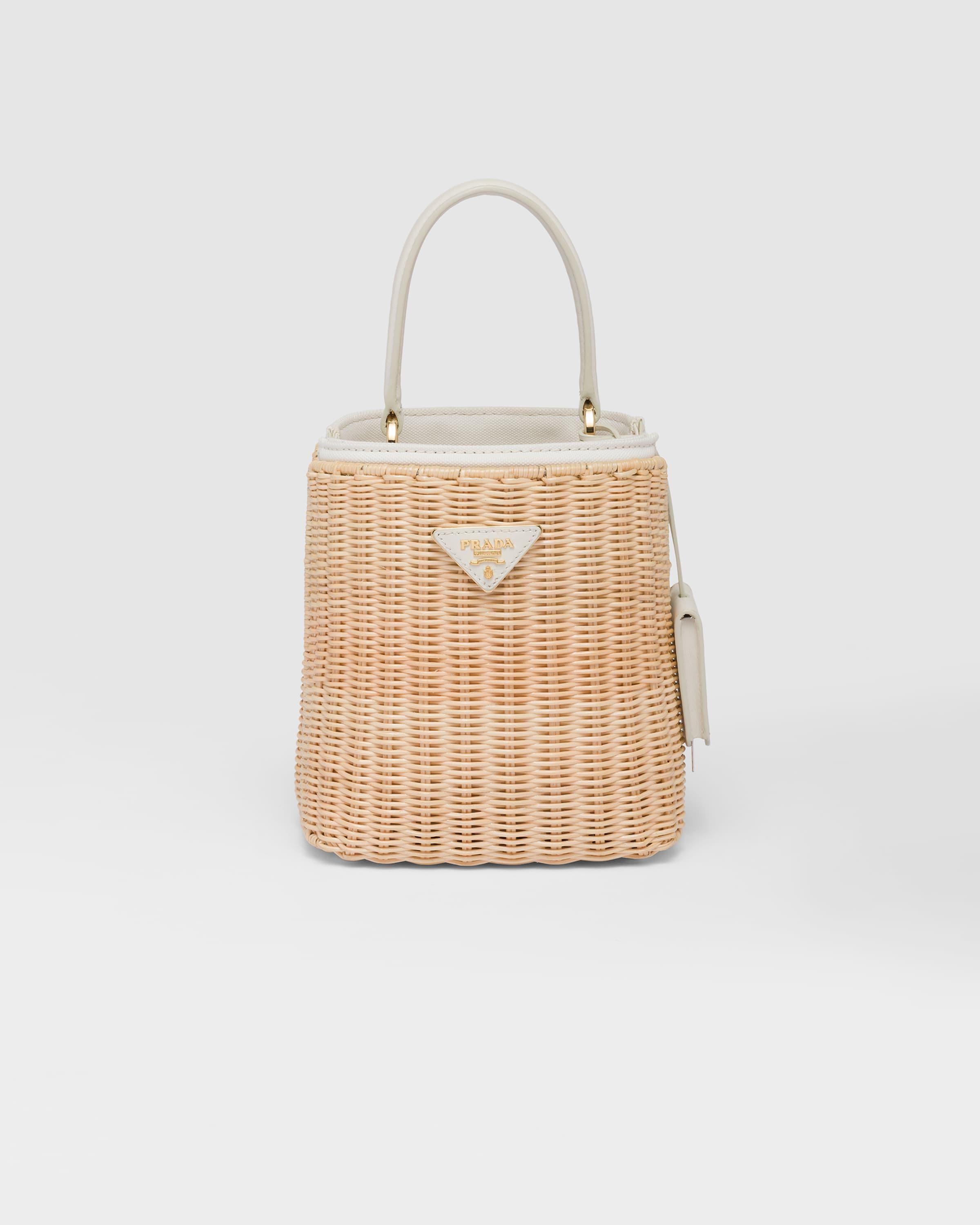 Prada Panier Wicker And Canvas Bag in Natural Lyst
