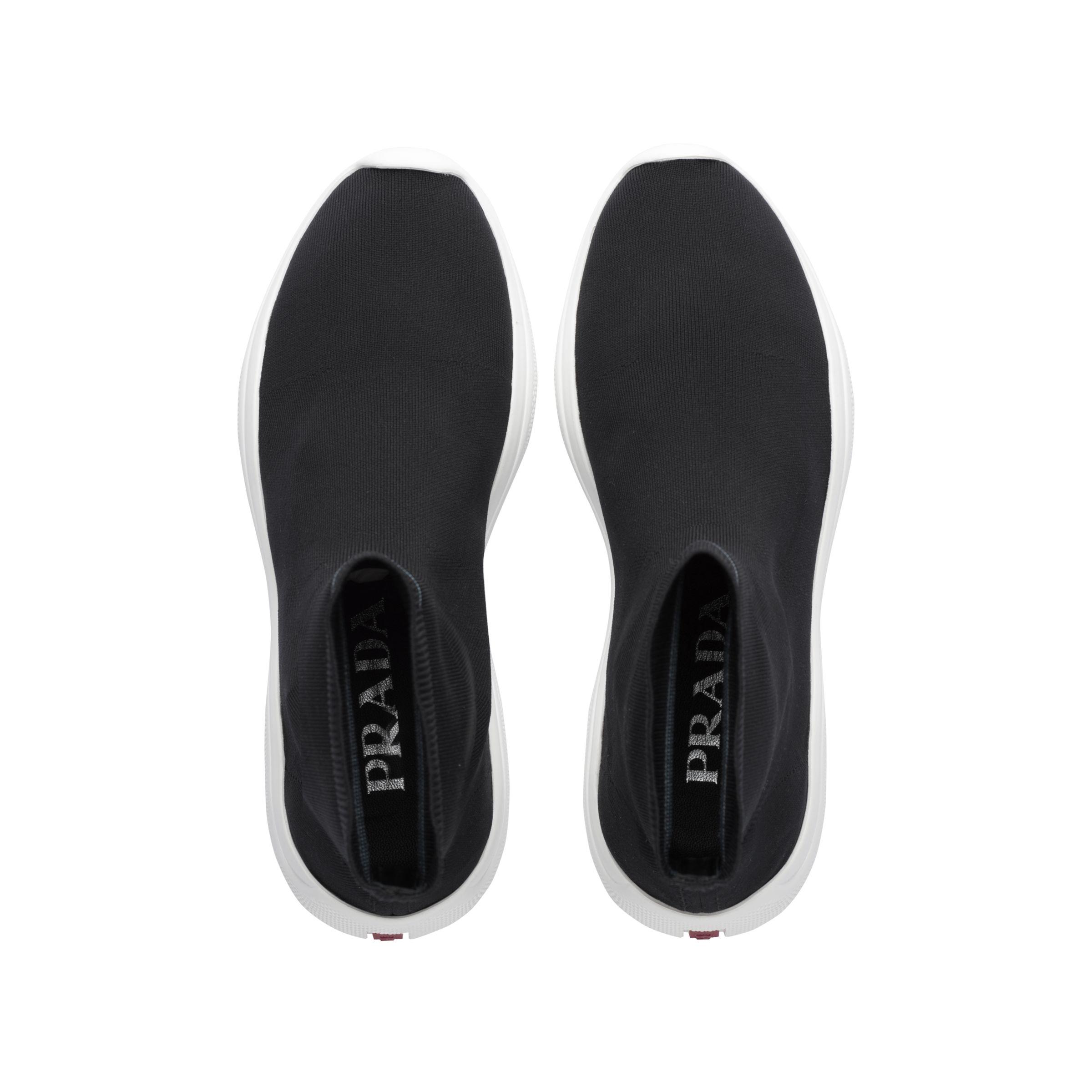 Prada Rubber Sock Sneakers in Black | Lyst
