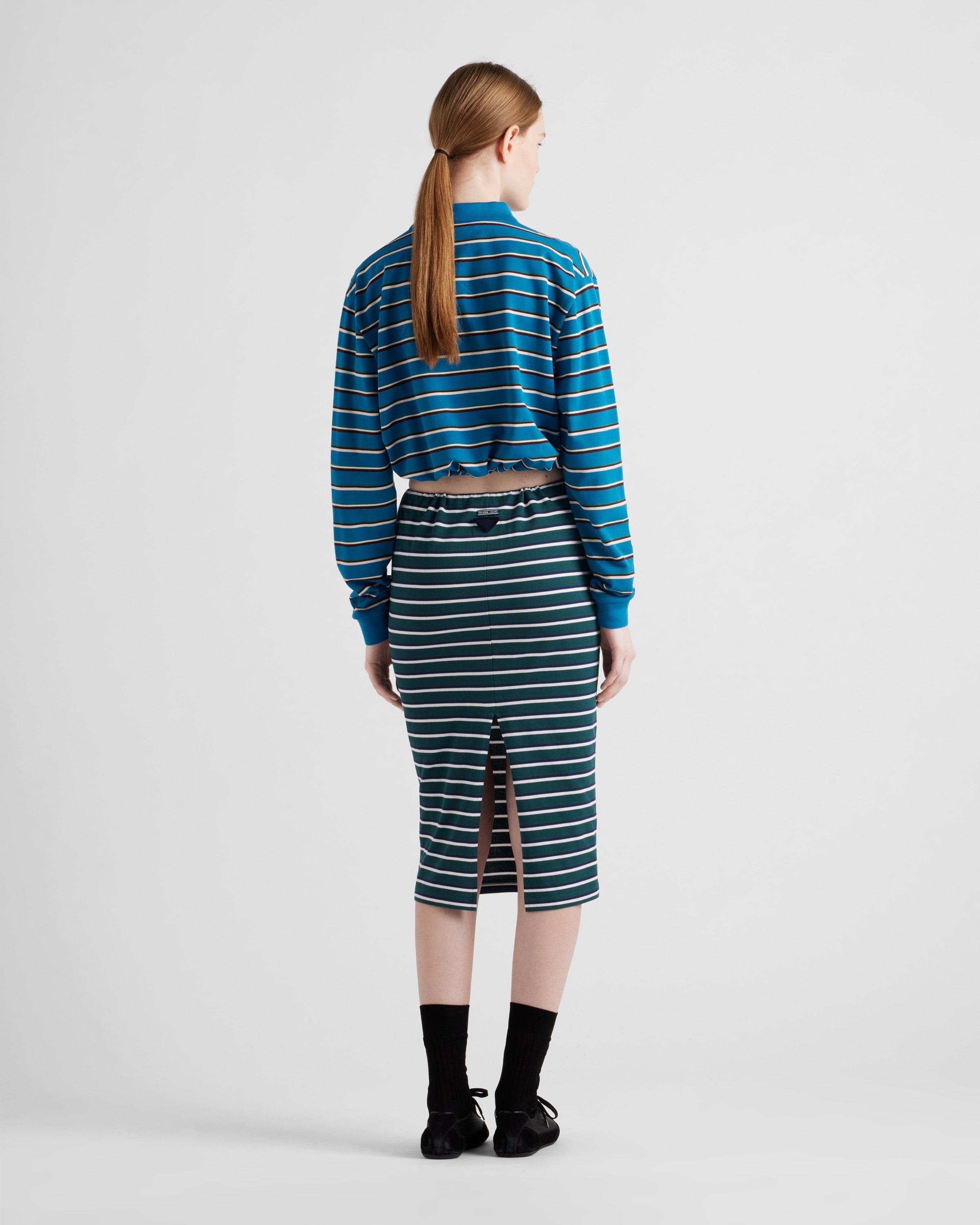 Prada Striped Piqué Polo Shirt in Blue | Lyst Prada Striped Piqué Polo Shirt in Blue | Lyst