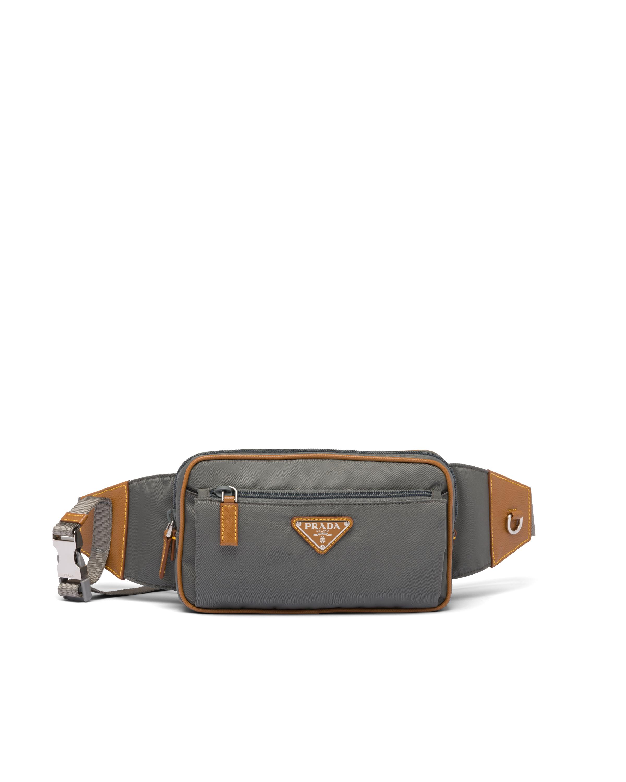 Prada Logo Plaque Belt Bag in Grey (Gray) for Men | Lyst