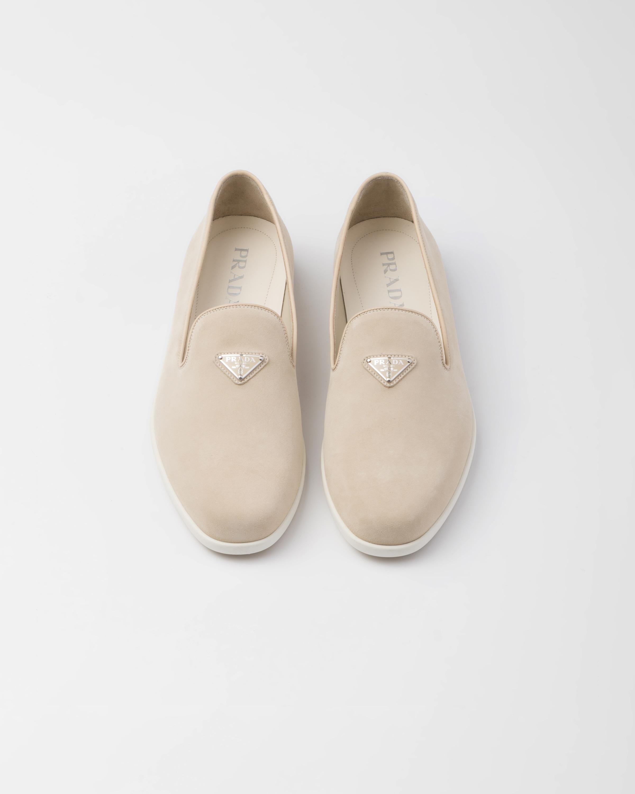 Prada Suede Leather Slip Ons in White for Men Lyst UK
