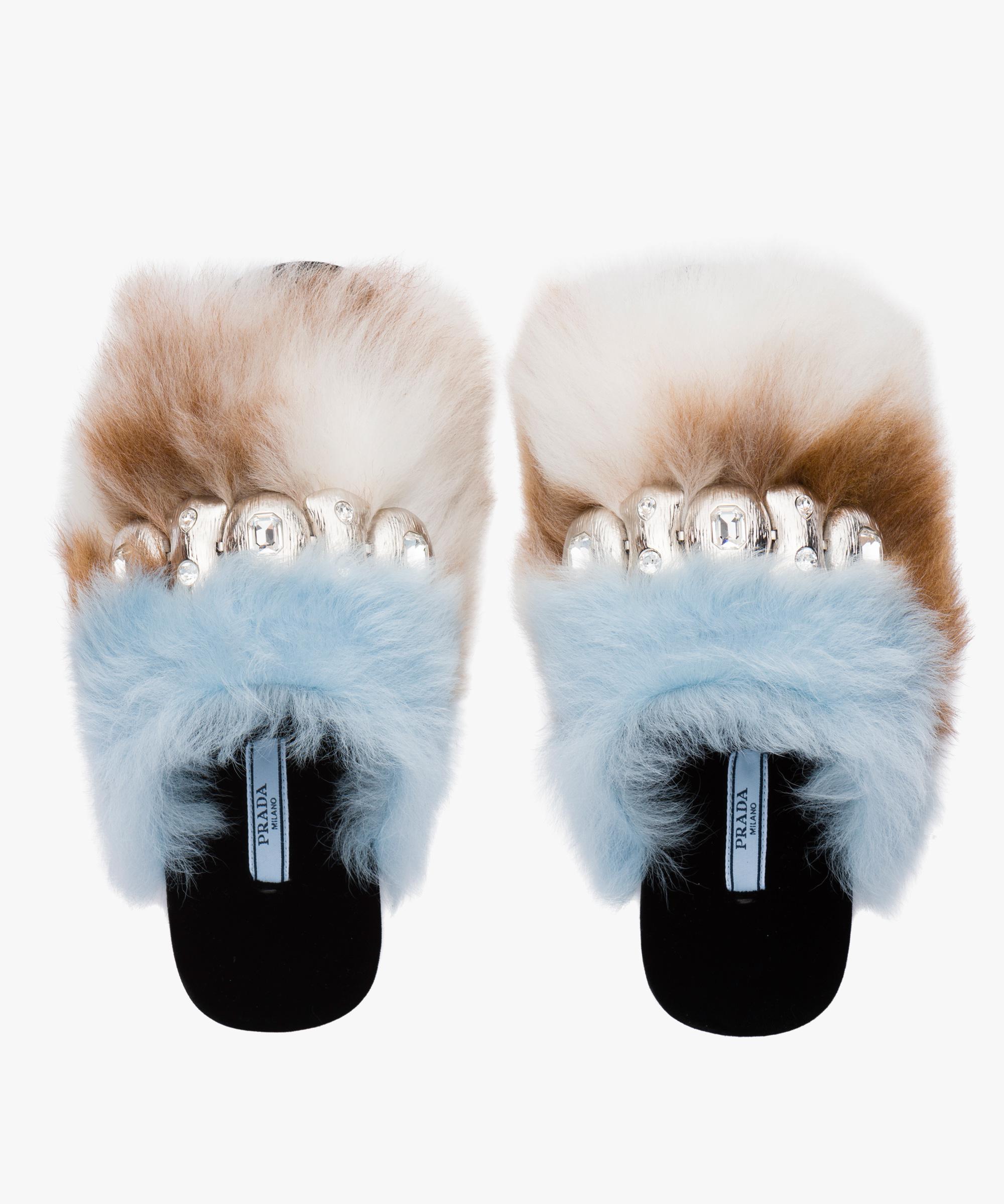 prada fur sandals