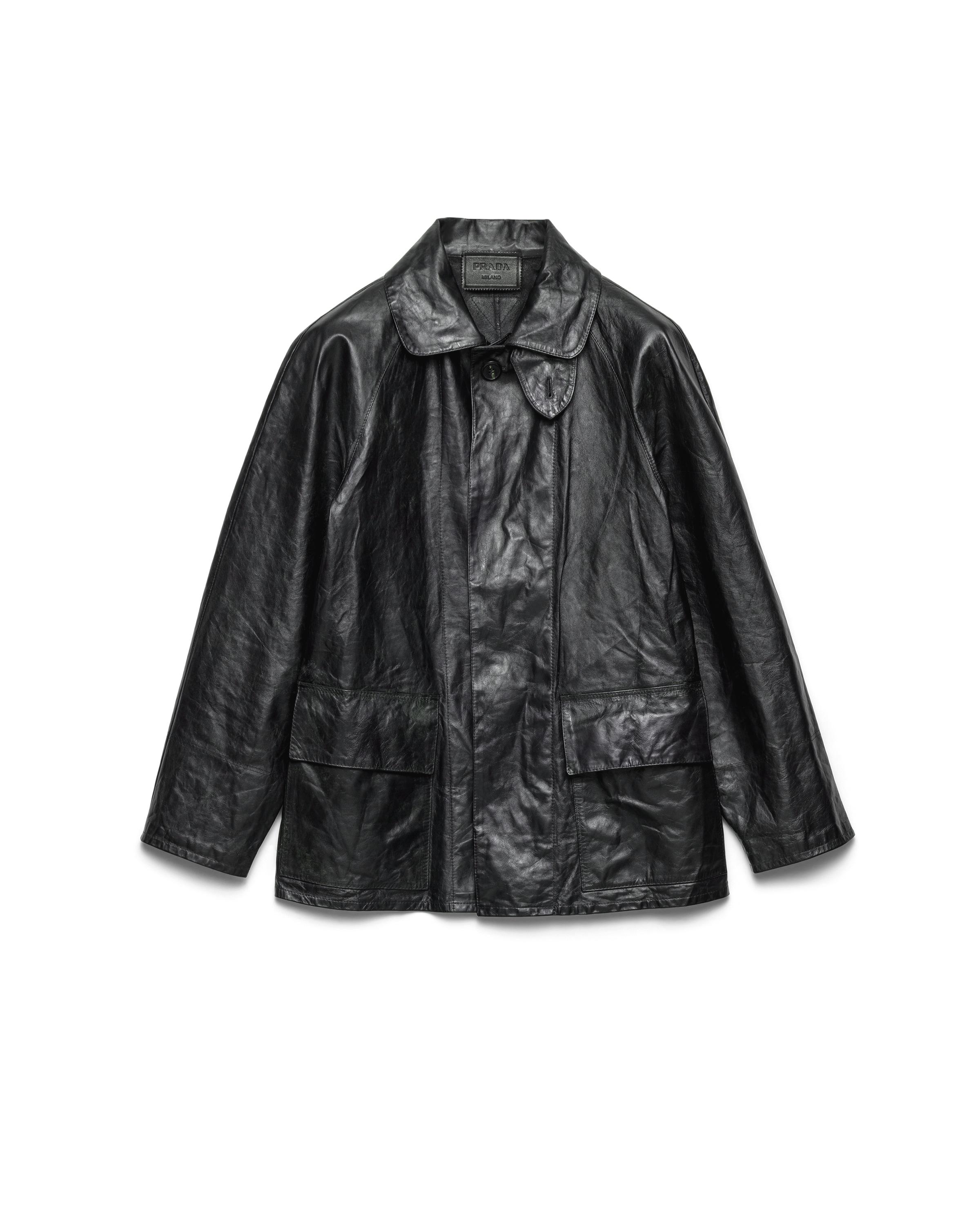 Prada Vintage-Look Leather Blouson Jacket in Black for Men | Lyst