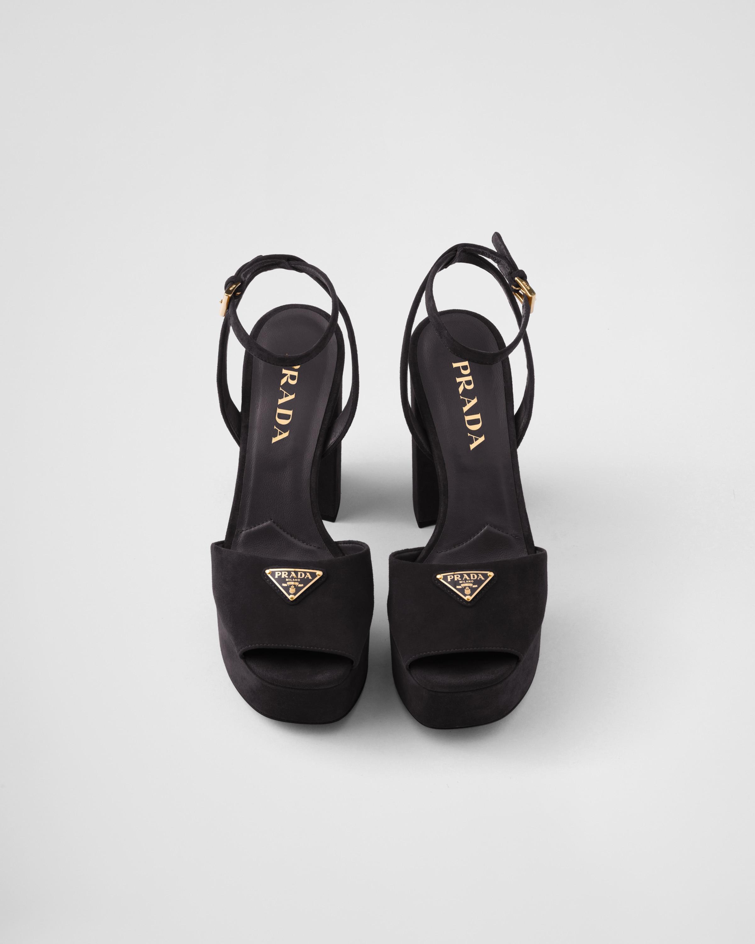 Prada Suede Platform Sandals in Black Lyst