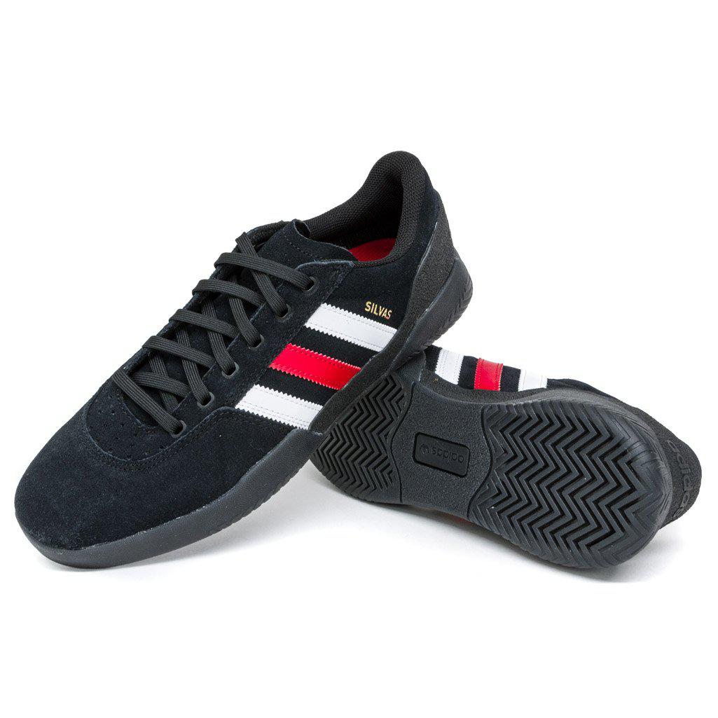 adidas city cup silvas black white & red shoes