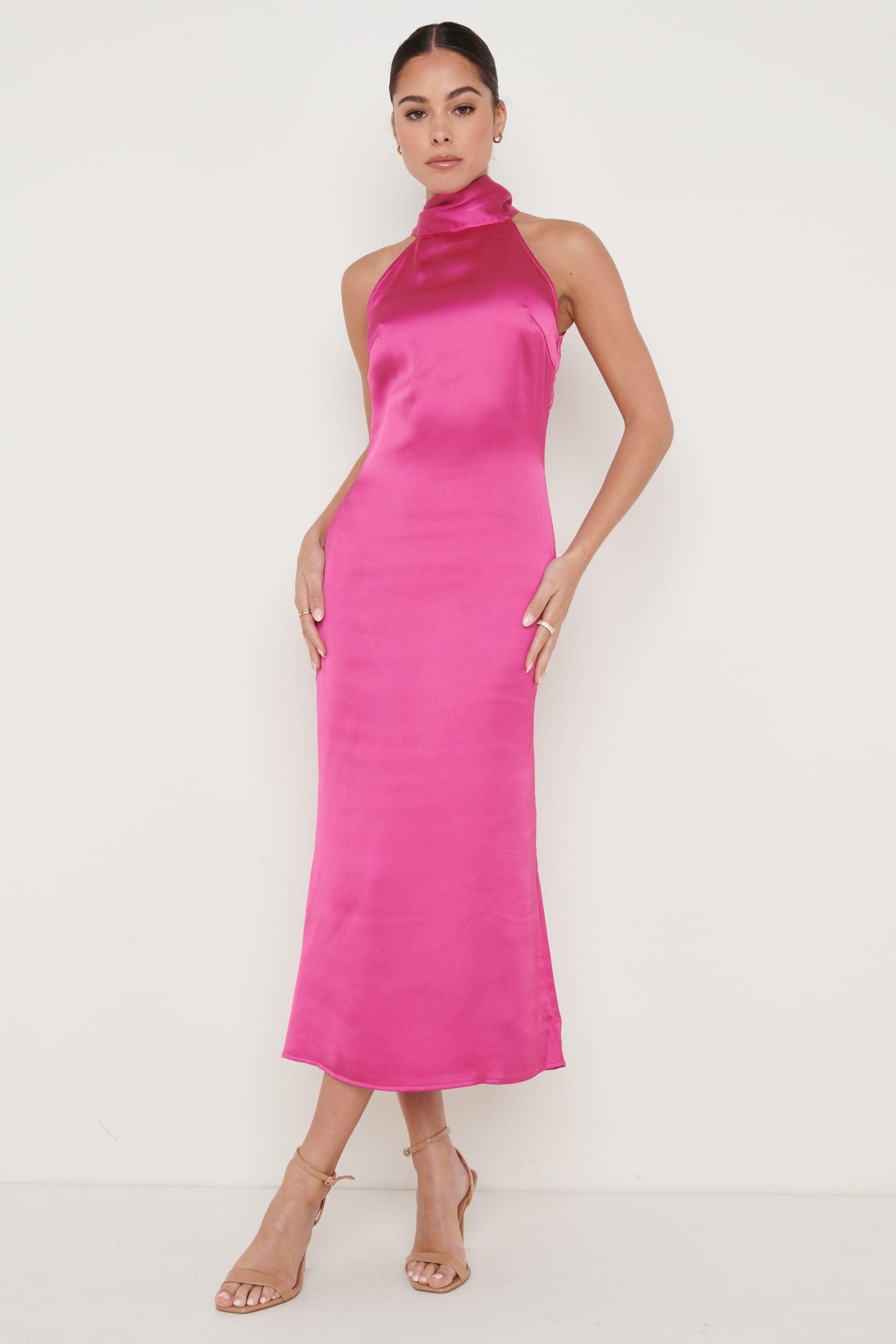 Pretty Lavish Pink Lyst in | Tie Neck Raleigh Dress Halter