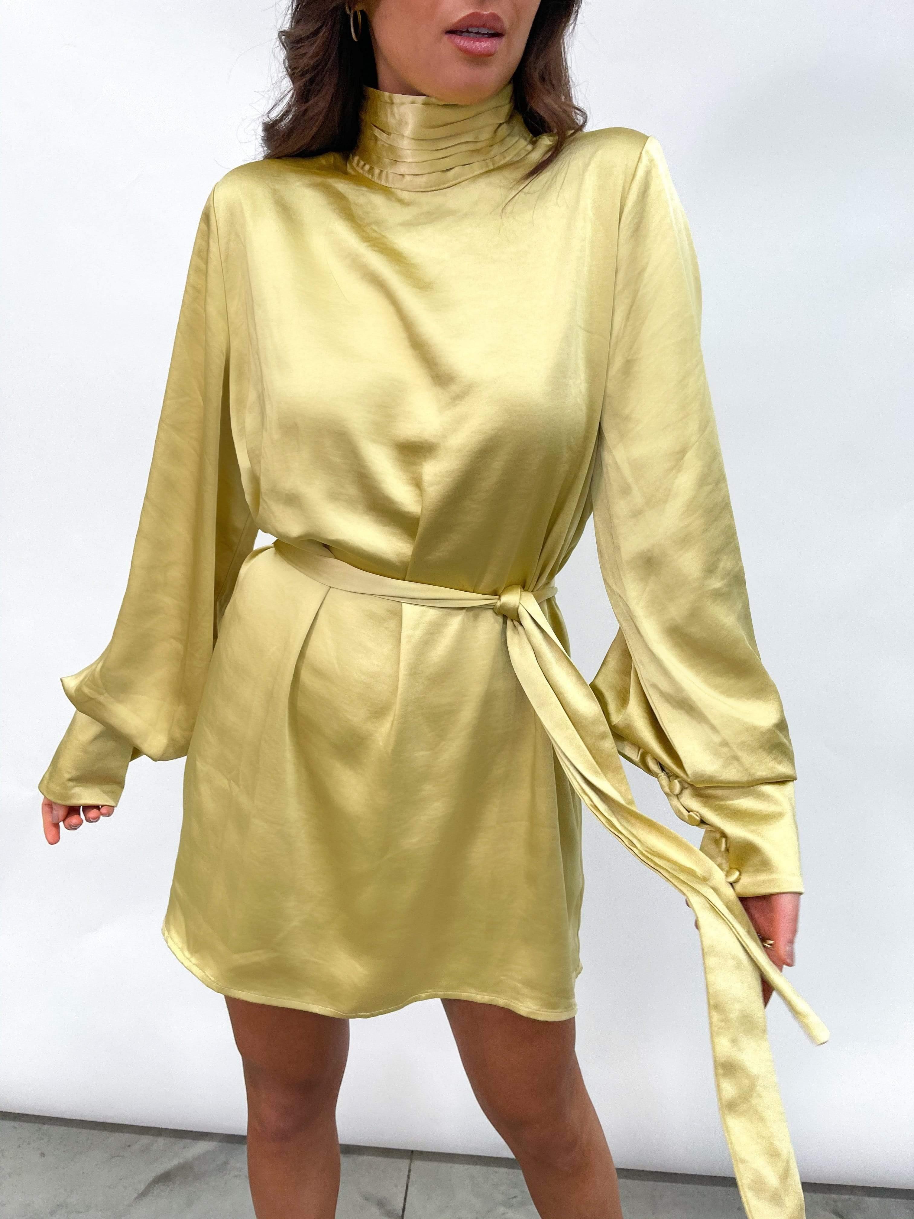 Pretty Lavish Leah Belted Smock Dress in Yellow | Lyst