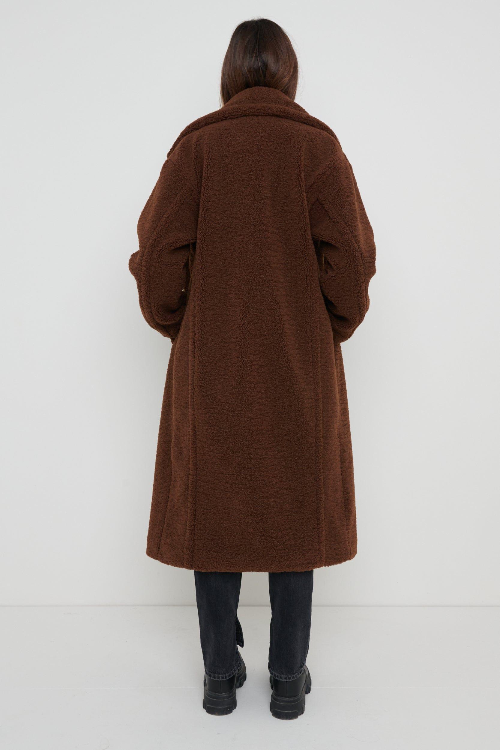 Pretty Lavish Teddy Oversized Coat in Brown | Lyst