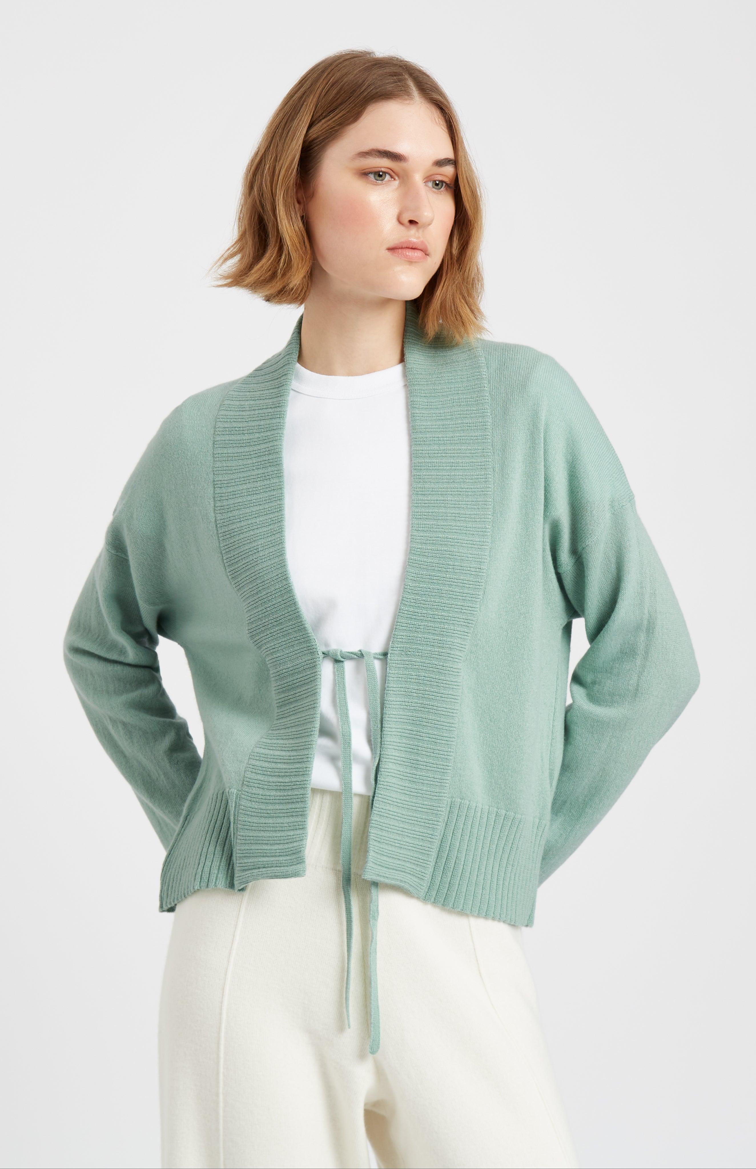 Pringle of Scotland Women's Lightweight Cashmere Open Cardigan With Tie in  Green | Lyst