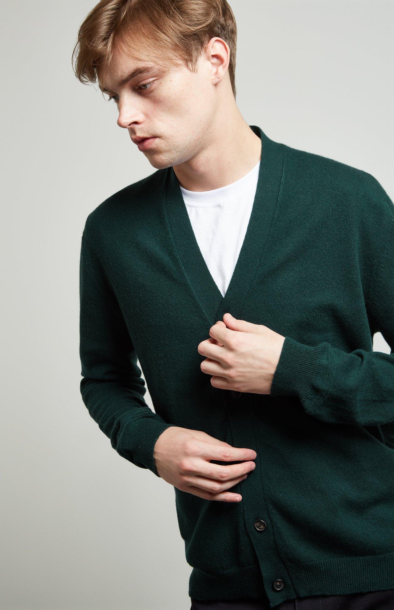 Pringle of Scotland Classic Cashmere Cardigan in Green for Men - Lyst