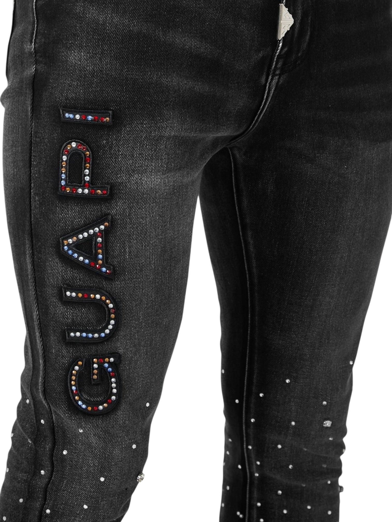 GUAPI Iron Embellished Denim in Gray for Men | Lyst