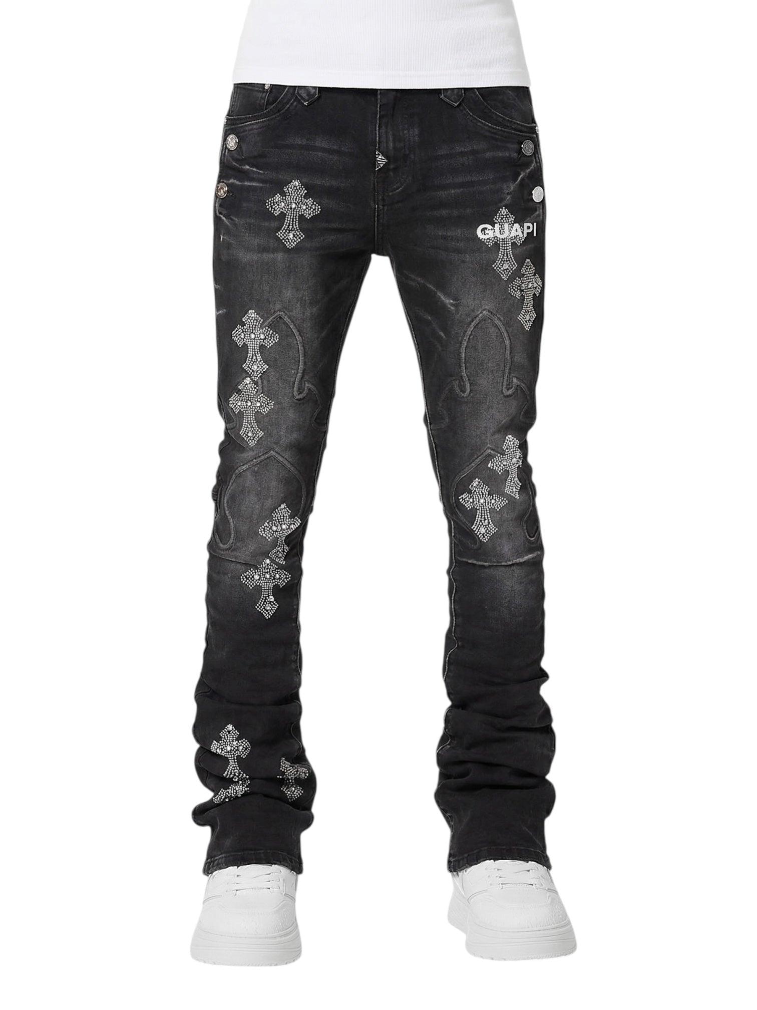GUAPI Obsidian Faded Cross Denim Jeans in Black for Men | Lyst