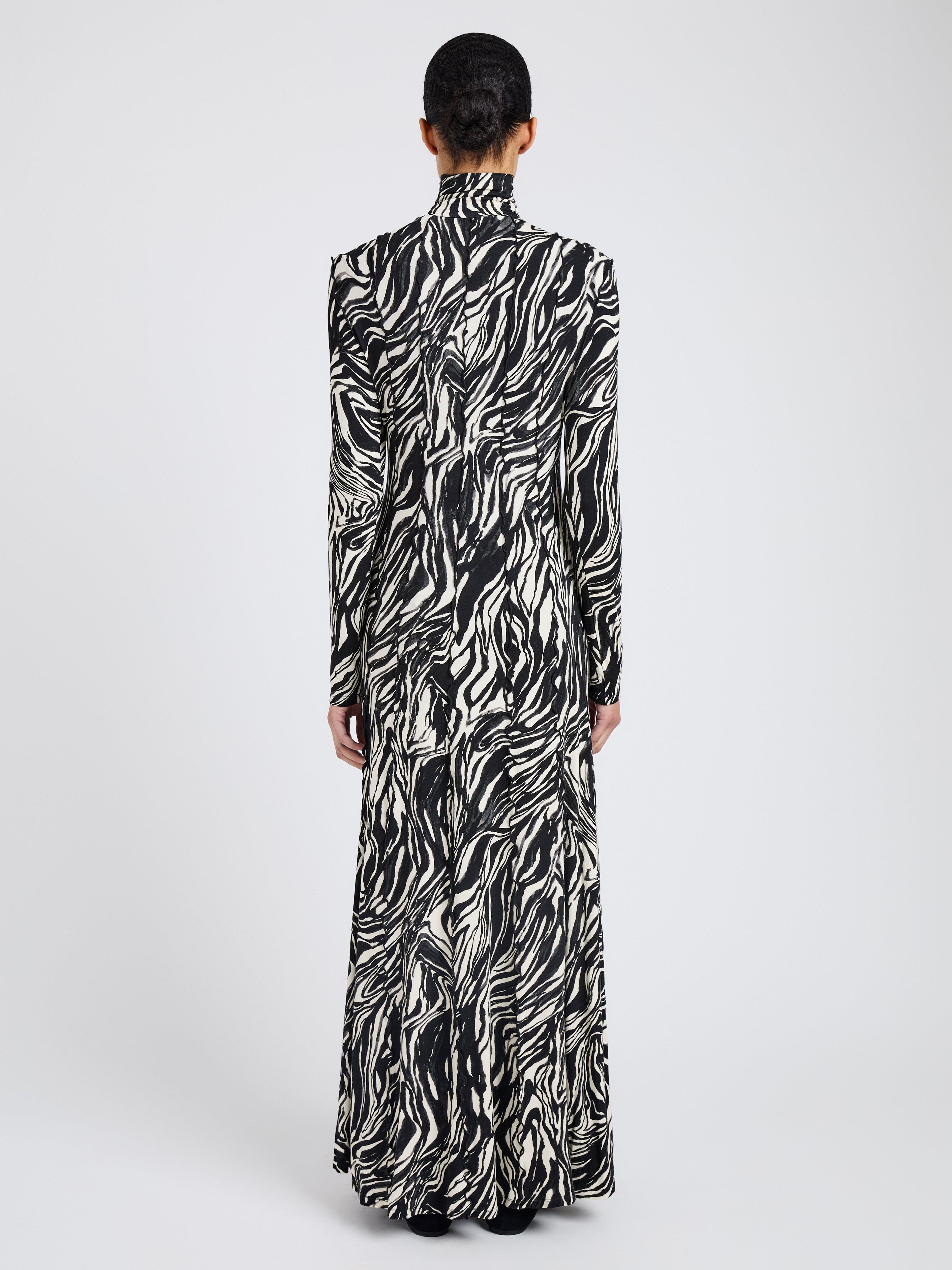 proenza schouler white label marble jersey turtleneck dress Mabel in Black Maxi dress