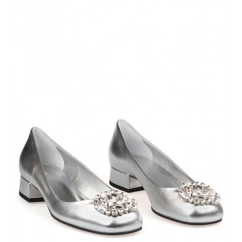 Gucci Silver Metallic Leather GG Sparkling Ballerina Shoes | Lyst