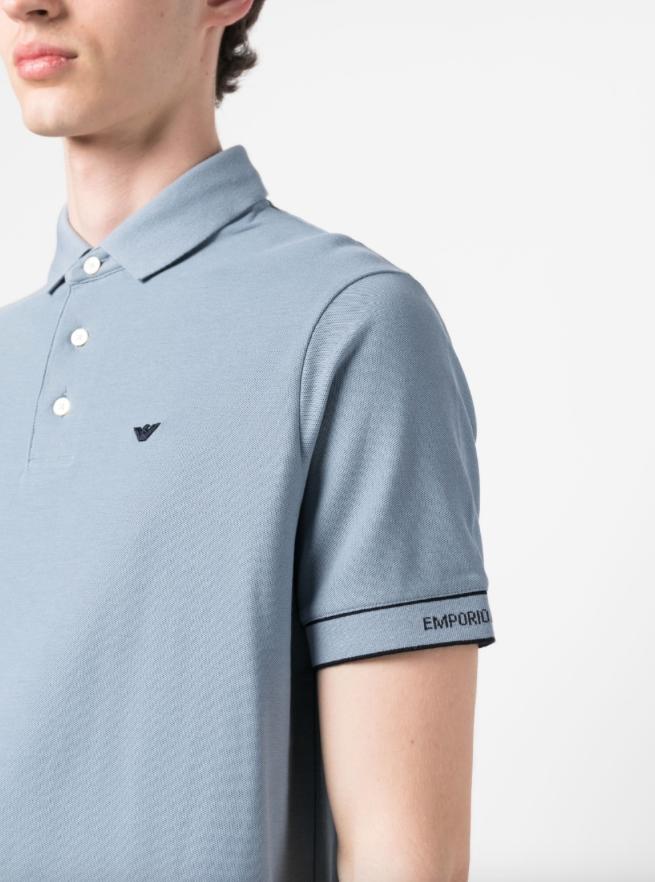 Emporio Armani Jersey Polo Shirt With Placed Jacquard Logo in Blue for Men  | Lyst