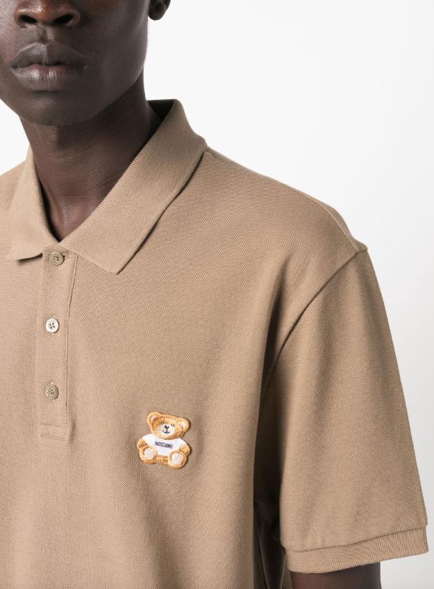Moschino Teddy-bear Patch Polo Shirt in Natural for Men
