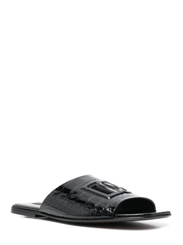 Dolce & Gabbana Embossed-logo Open-toe Sandals in Black for Men | Lyst