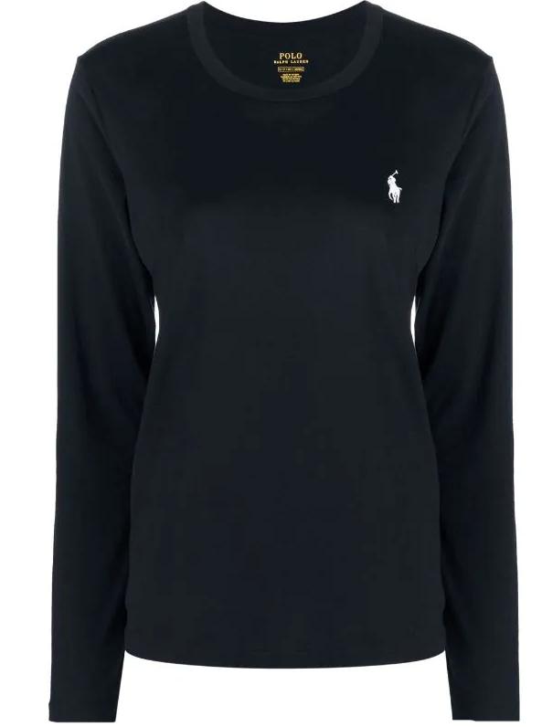 Polo Ralph Lauren Cotton Jersey Long-sleeve T-shirt in Black | Lyst