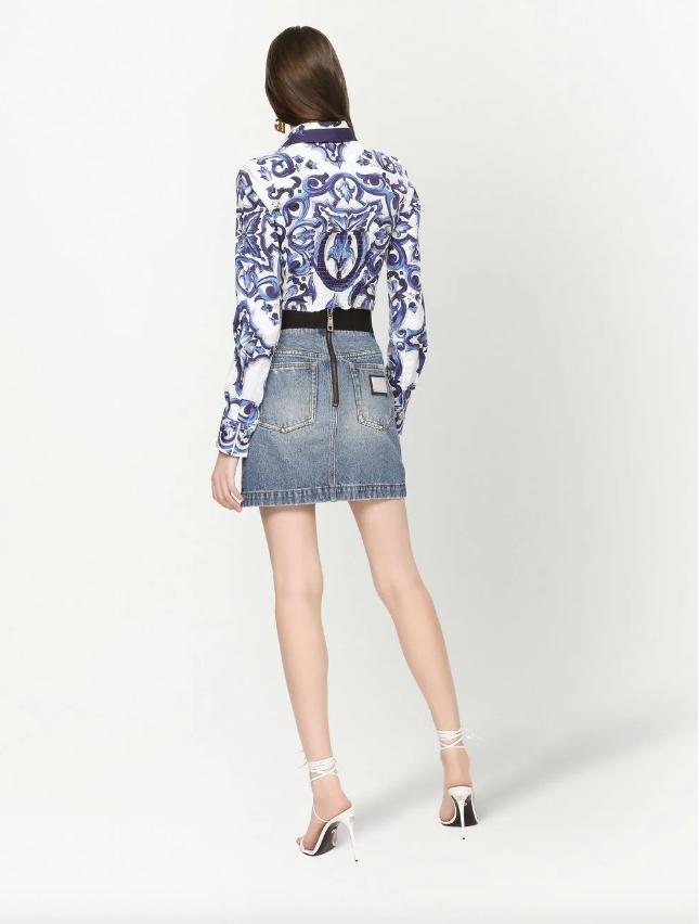 Dolce & Gabbana High-waisted Denim Mini Skirt in Blue | Lyst