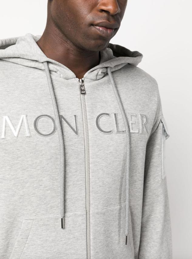 Moncler Embossed Logo Hoodie in Gray for Men | Lyst