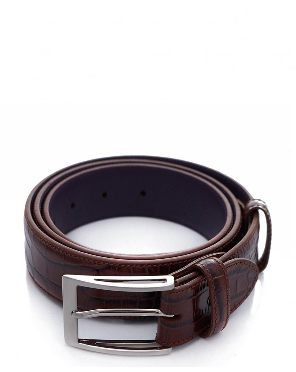 Download Elliot Rhodes Leather Chestnut Mock Croc Belt in Brown for ...