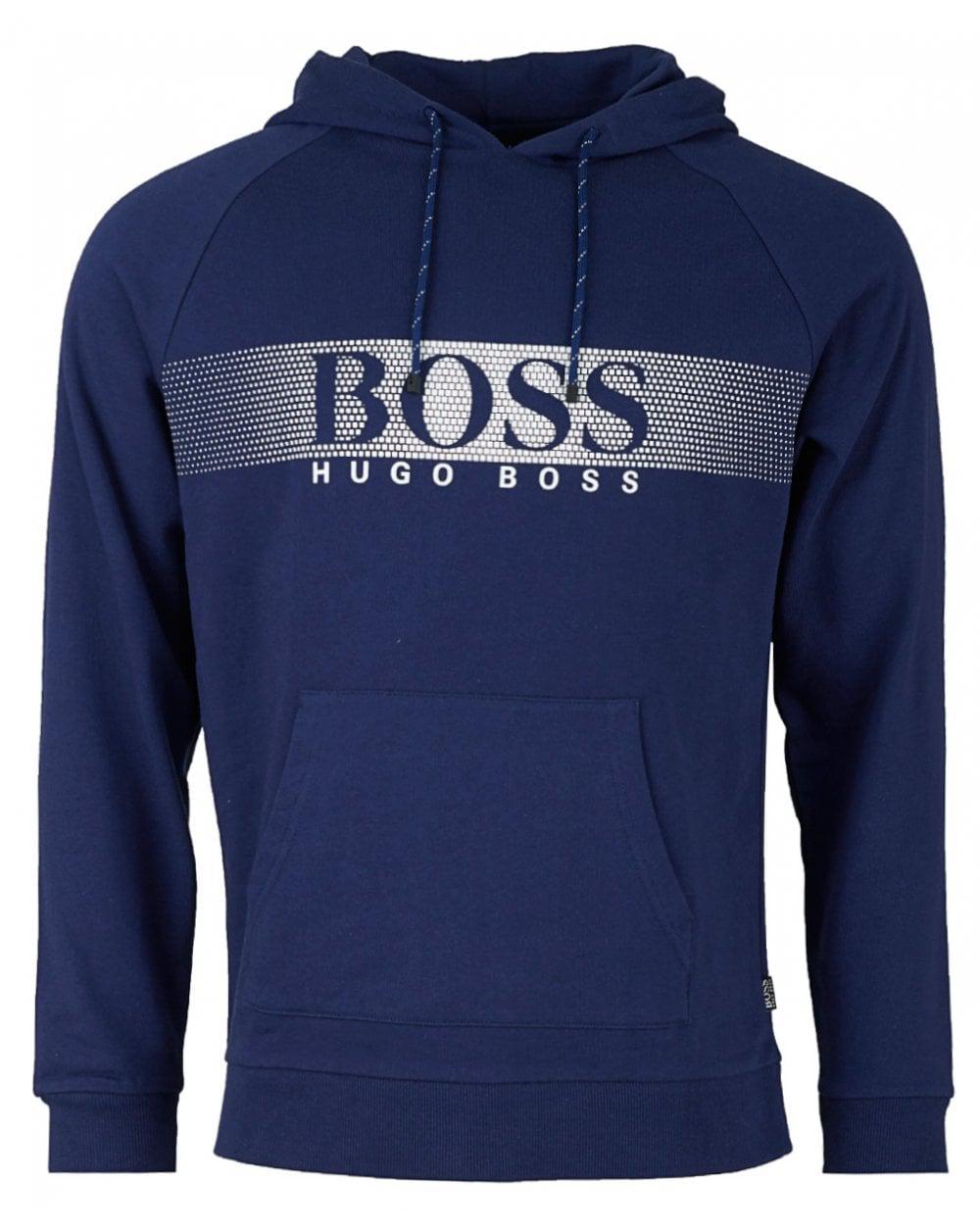 BOSS by Hugo Boss Cotton Hooded Logo Pullover Hoodie in Navy (Blue) for ...