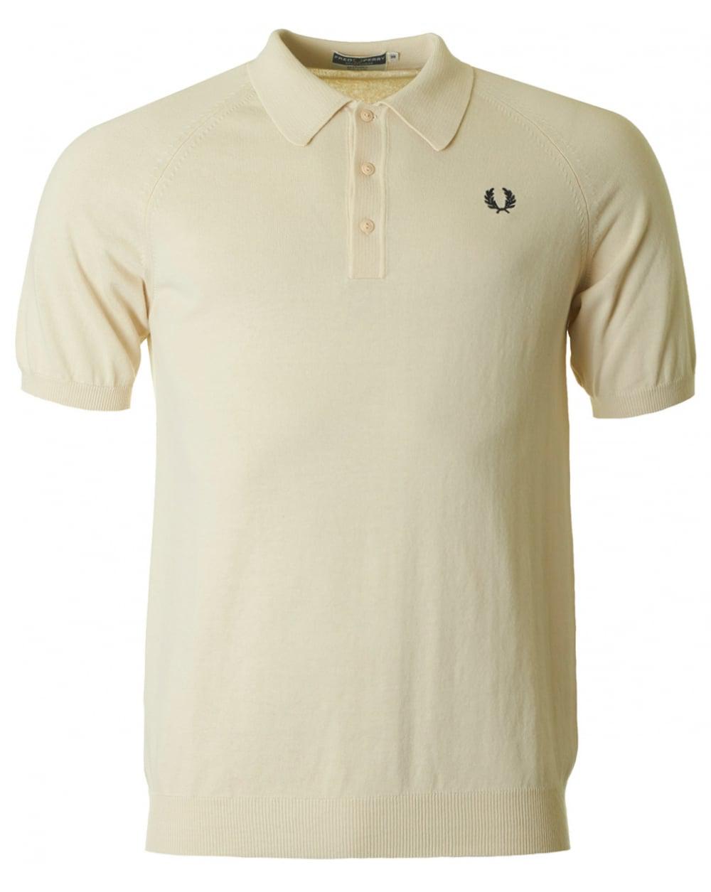 Download Fred Perry Cotton Raglan Sleeve Knit Polo in Ecru (Natural ...