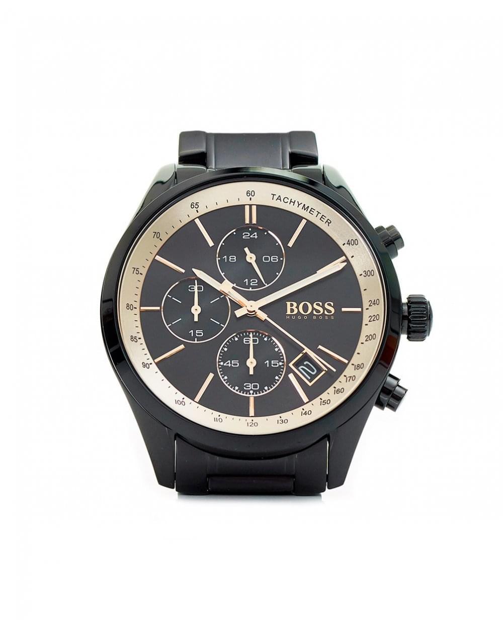 hugo boss grand prix gq black chronograph men's watch