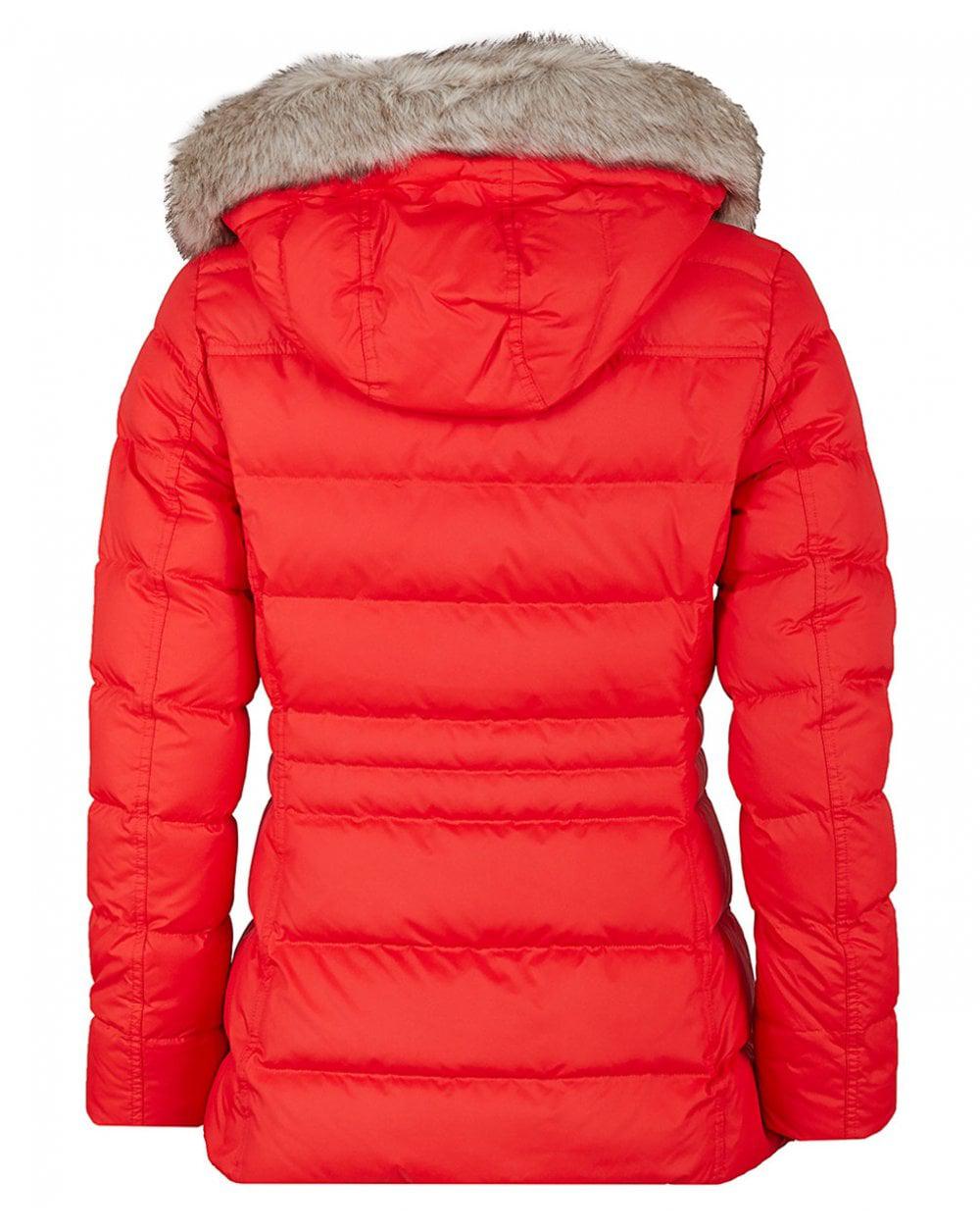 tommy hilfiger red puffer jacket women's