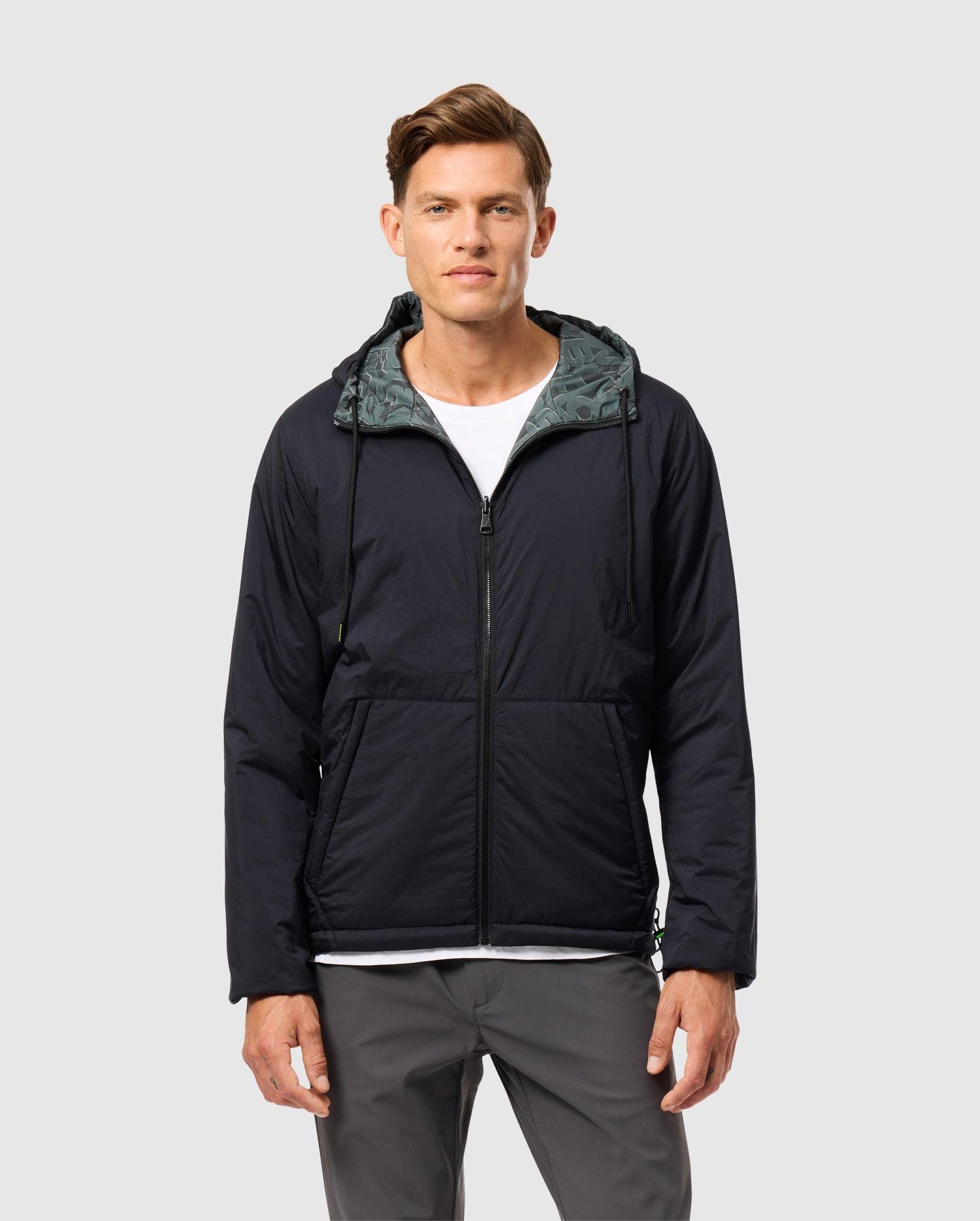Psycho Bunny Southworth Reversible Padded Hooded Jacket in Blue 