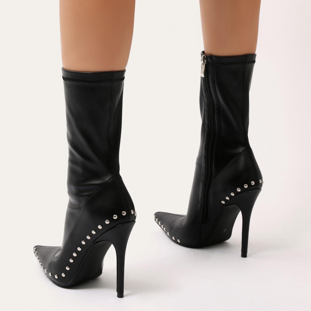 black studded sock boots
