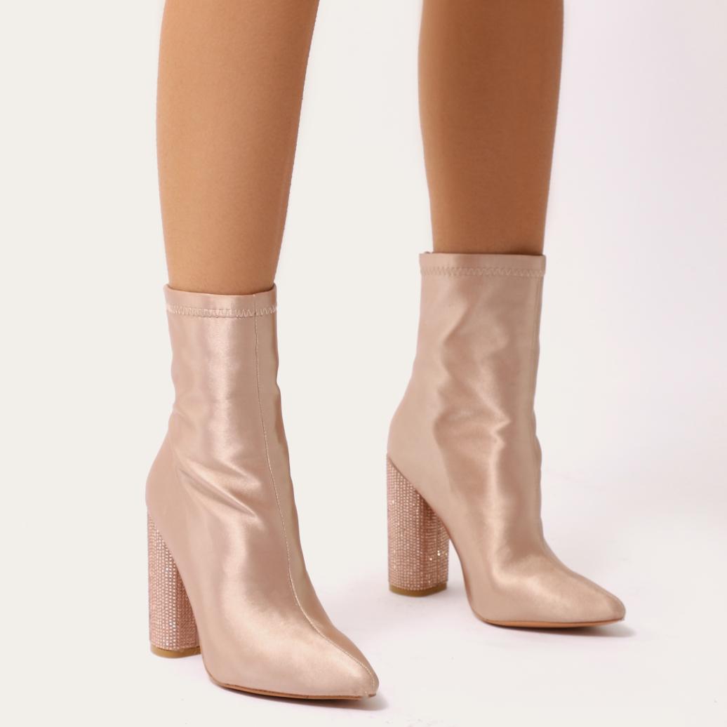 rose gold ankle booties