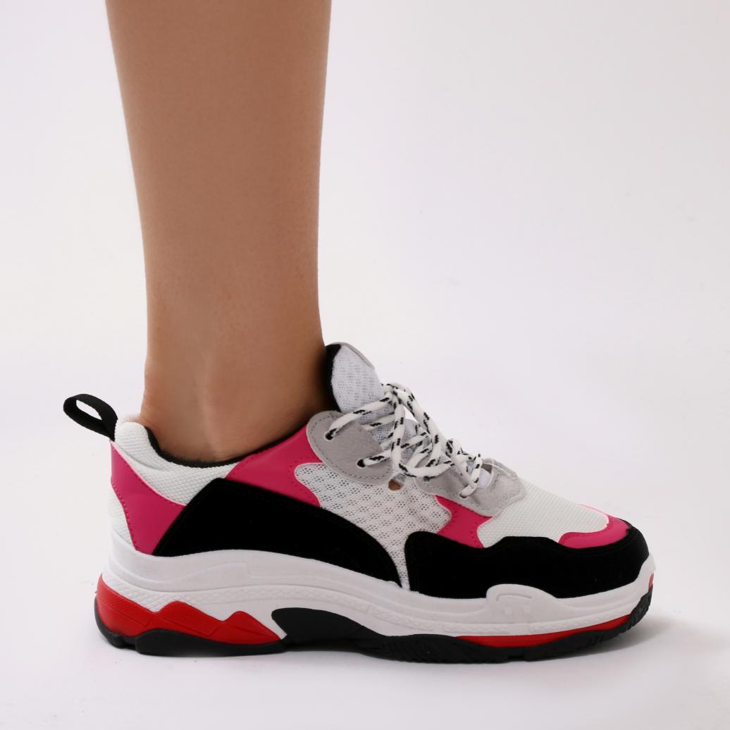 pink and black chunky trainers