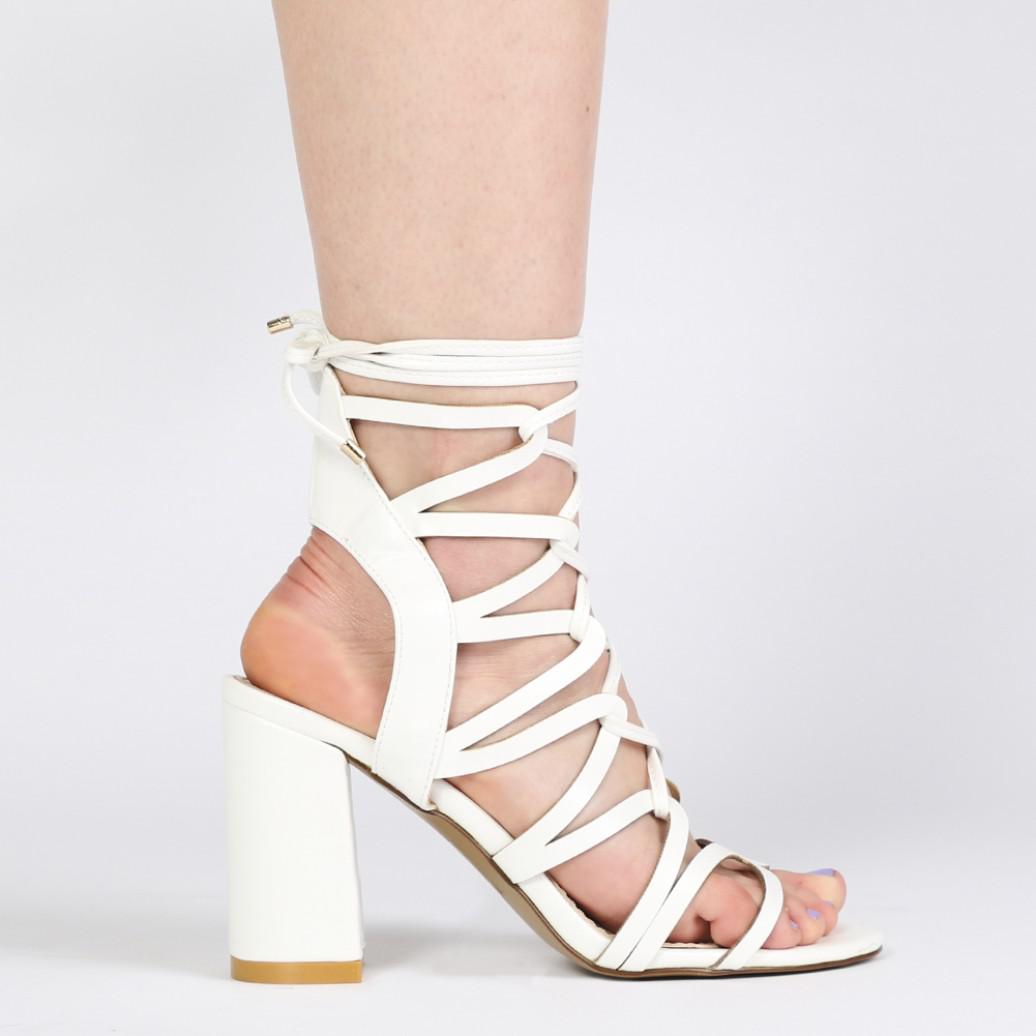 white block heels lace up