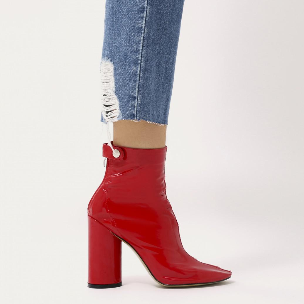 Public Desire Synthetic Lia Round Heel Ankle Boots In Red Patent - Lyst