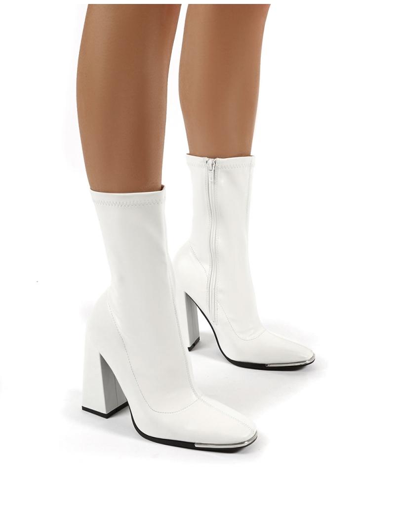 white sock fit ankle boots