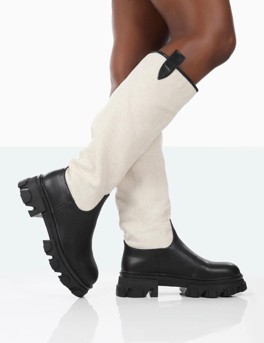 Public Desire Genius Black Pu Knee High 