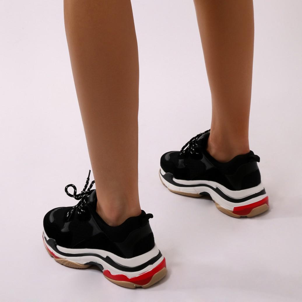 black and red chunky trainers