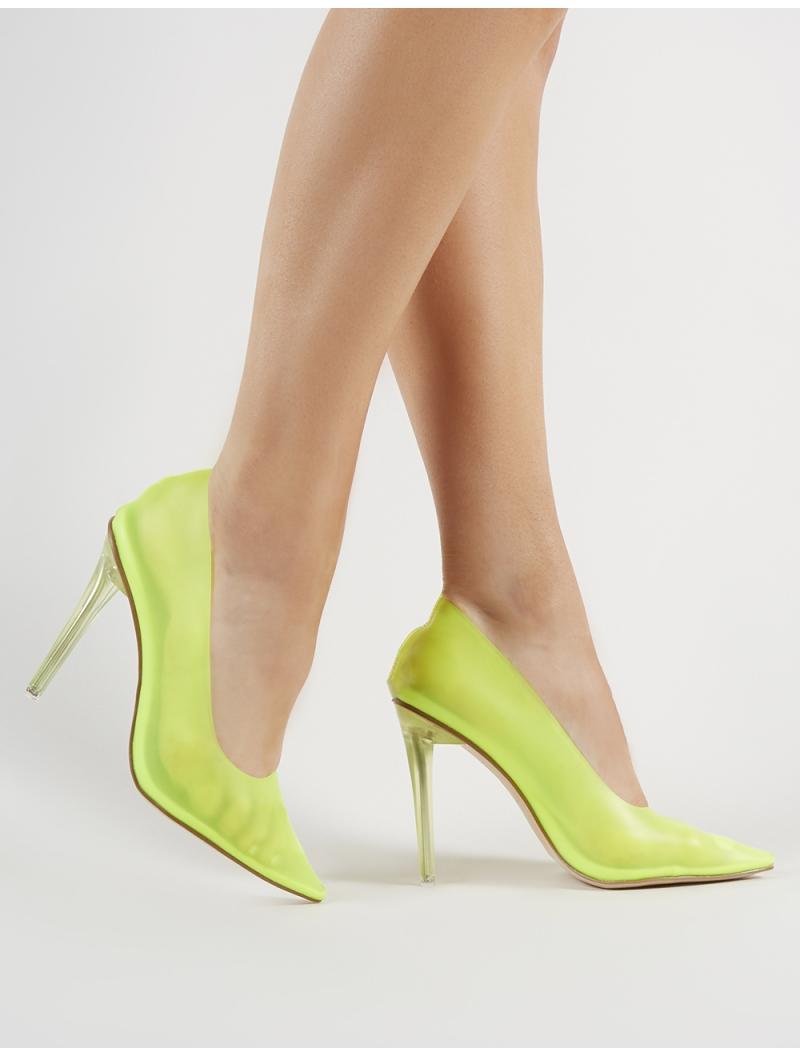 neon yellow perspex heels