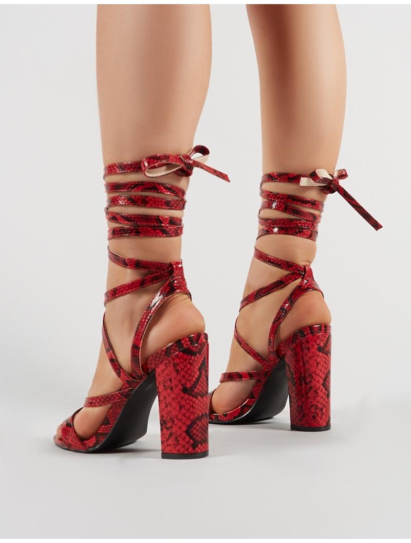 red snakeskin heels