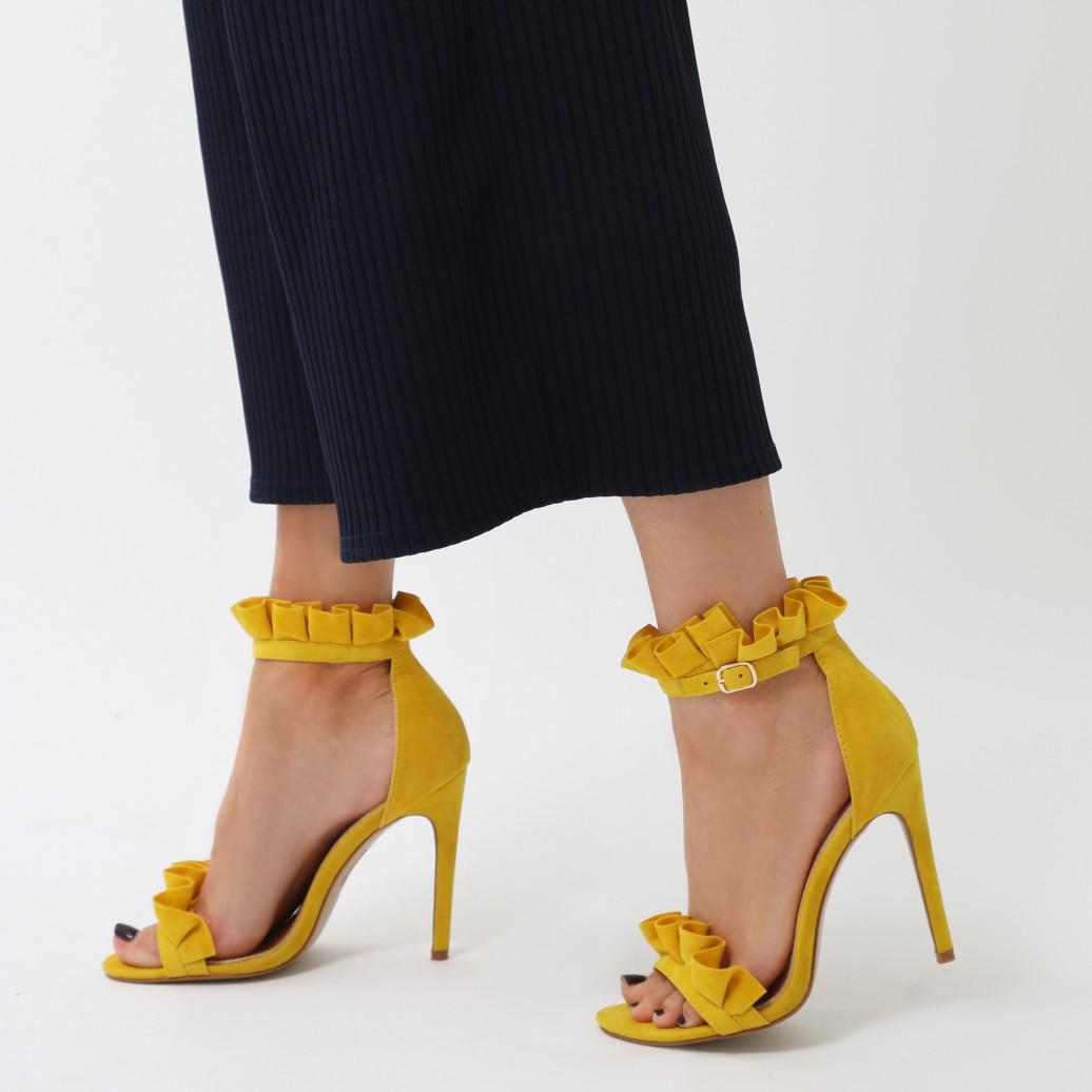 yellow frill heels