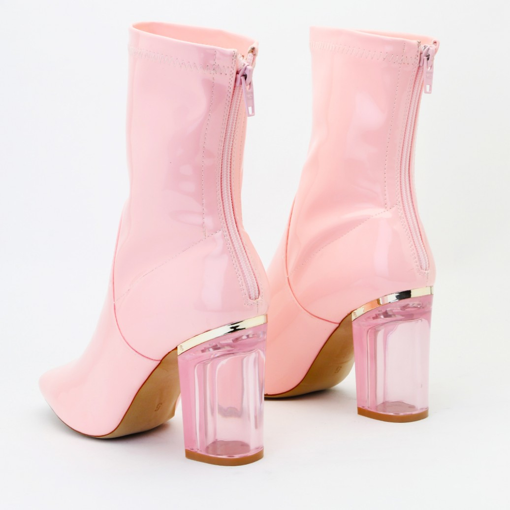Meal Justice poultry Public Desire Chloe Perspex Heeled Ankle Boots In Baby Pink Patent in Black  | Lyst