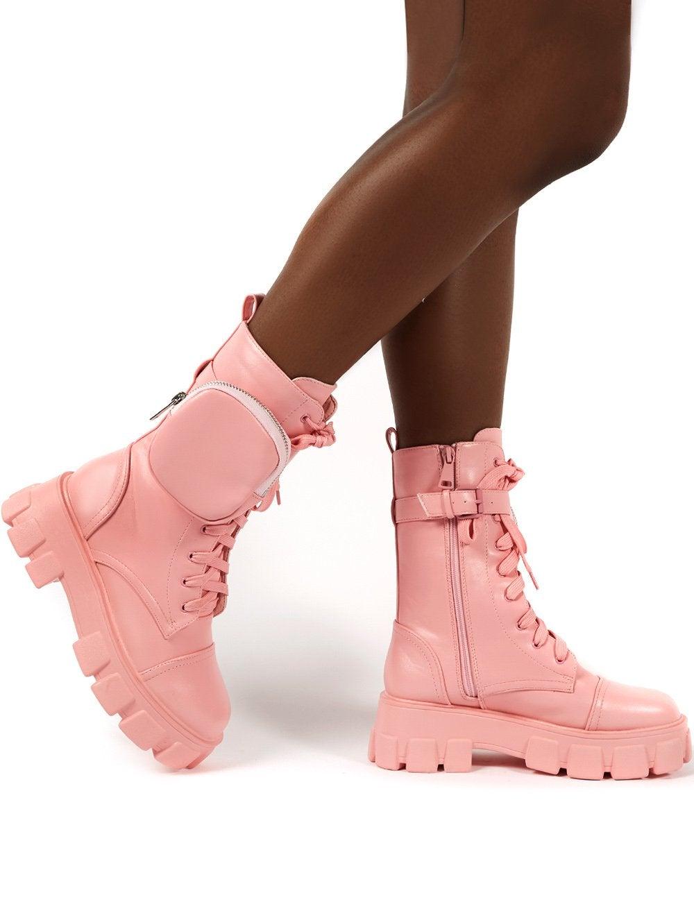 pink chunky boots